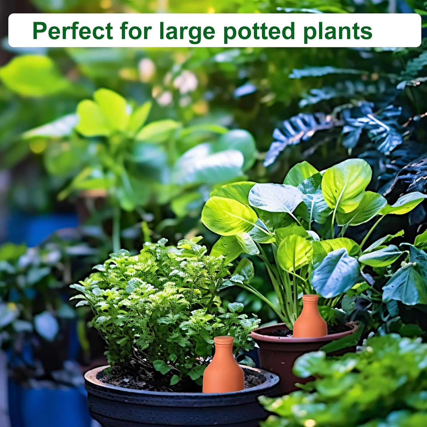 800Ml(27Oz) Self Watering Terracotta Pots 4 Pack, Ollas Plants Watering Devices with Pottery Stopper, Auto Plant Waterer for Garden Slow Release Plant Watering Spikes for Vacation Outdoor Indoor image number 3
