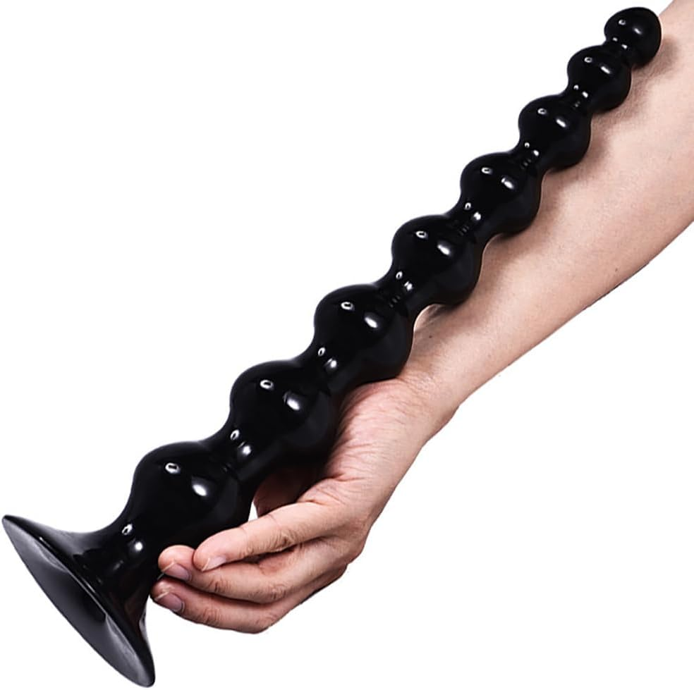 Super Long Anal Bead Plug Anus Plug Trainer Large Butt Plug with Suction Cup Flexible Anal Sex Toy for Men Women Couples Gay Black image number 2