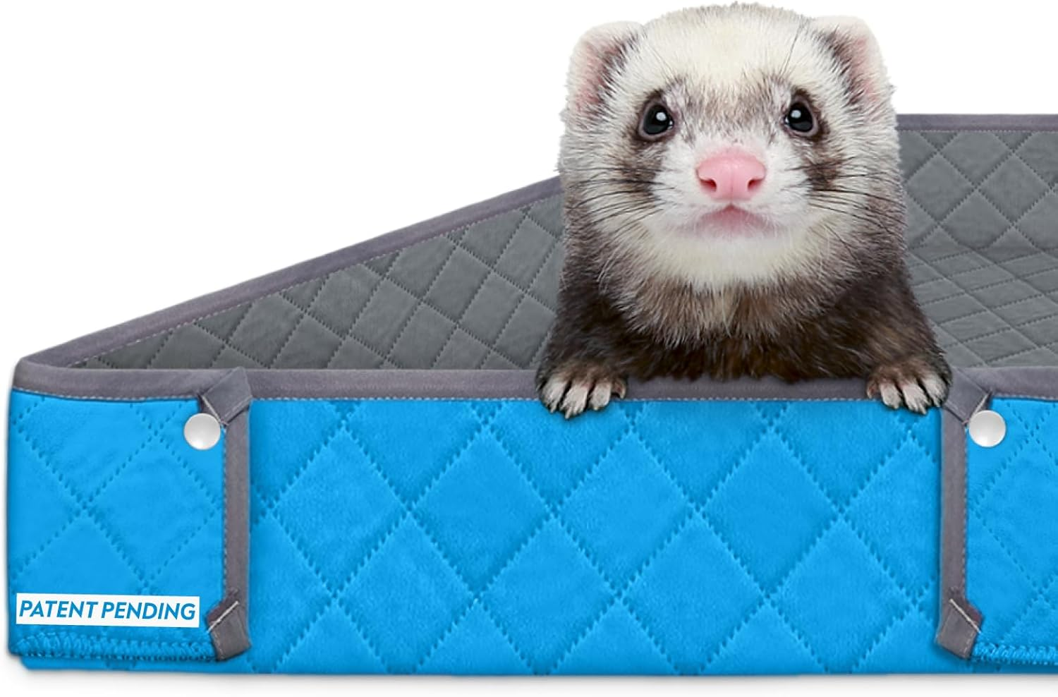 Paw Inspired Critter Box Washable Cage Liner, Reversible Fleece Bedding with Raised Sides for Guinea Pigs and Other Small Animals (C&C 2X3 (14" Grids), Gray/Blue)
