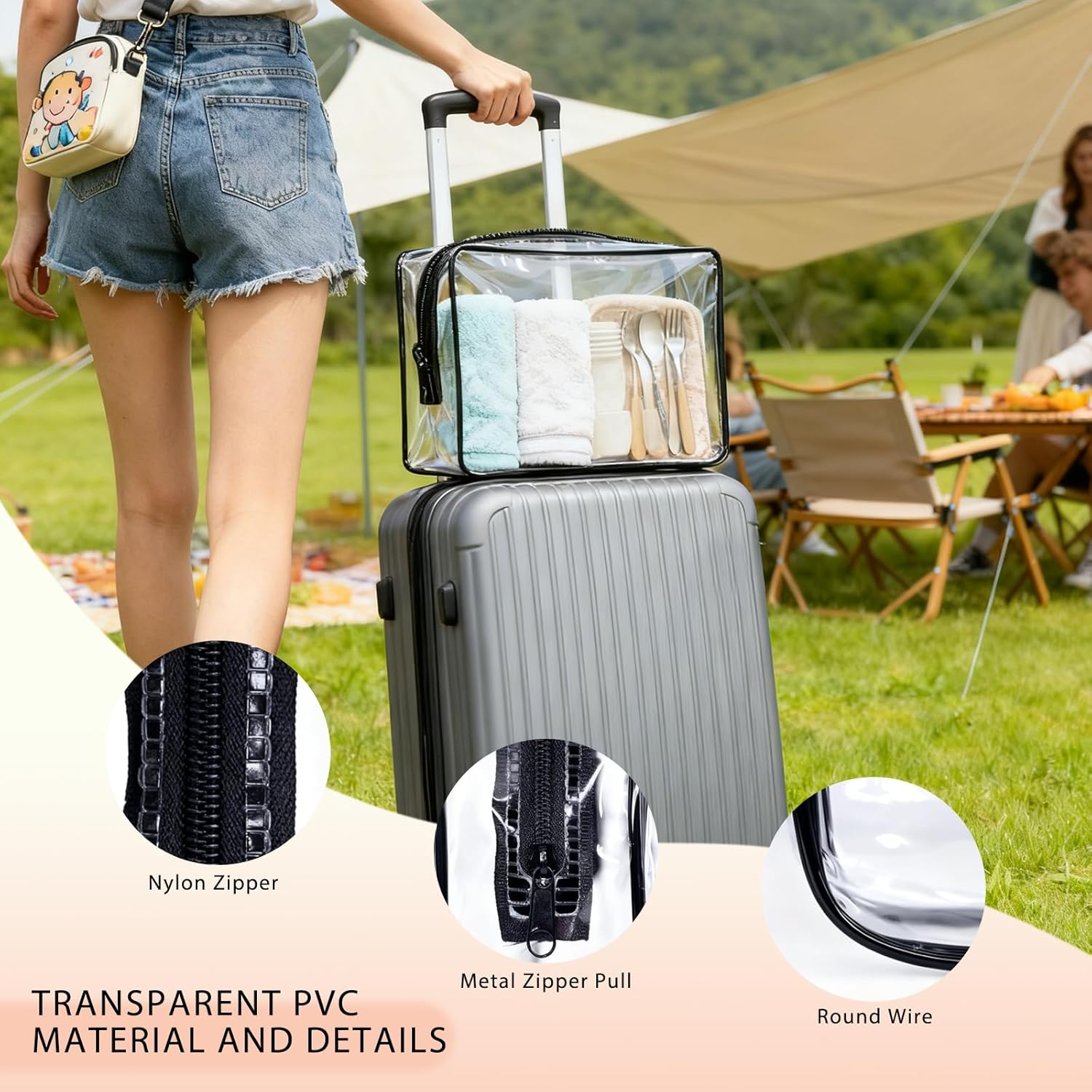 Langtaojin 5-Piece Travel Essentials Set: 3 Travel Toiletry Bags + 2 Sealed Makeup Pouches, Ideal for Must-Have Travel Scenarios, Including Toiletry Bags and Small image number 6