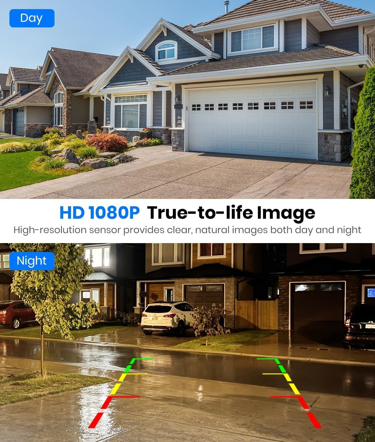 AUTO-VOX Solar Wireless Backup Camera with 5" HD Monitor, 3-Minute DIY Installation, and Battery-Powered Backup Camera System, IP69K Waterproof Reverse Camera for Car/Van/Suv/Truck/Trailer image number 2