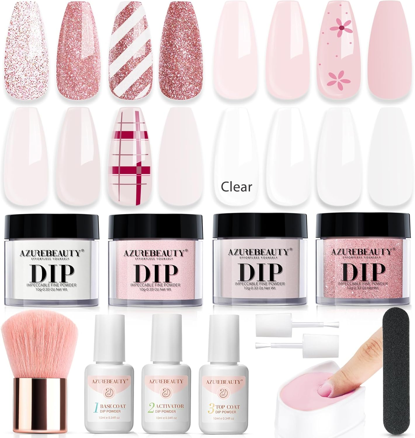 Dipping Nail Powder Set - 10 Colors Dip Powders Nails Set for Christmas with Gift Box No UV/LED Nail Lamp Needed for French Nail Manicure Nail Art image number 6