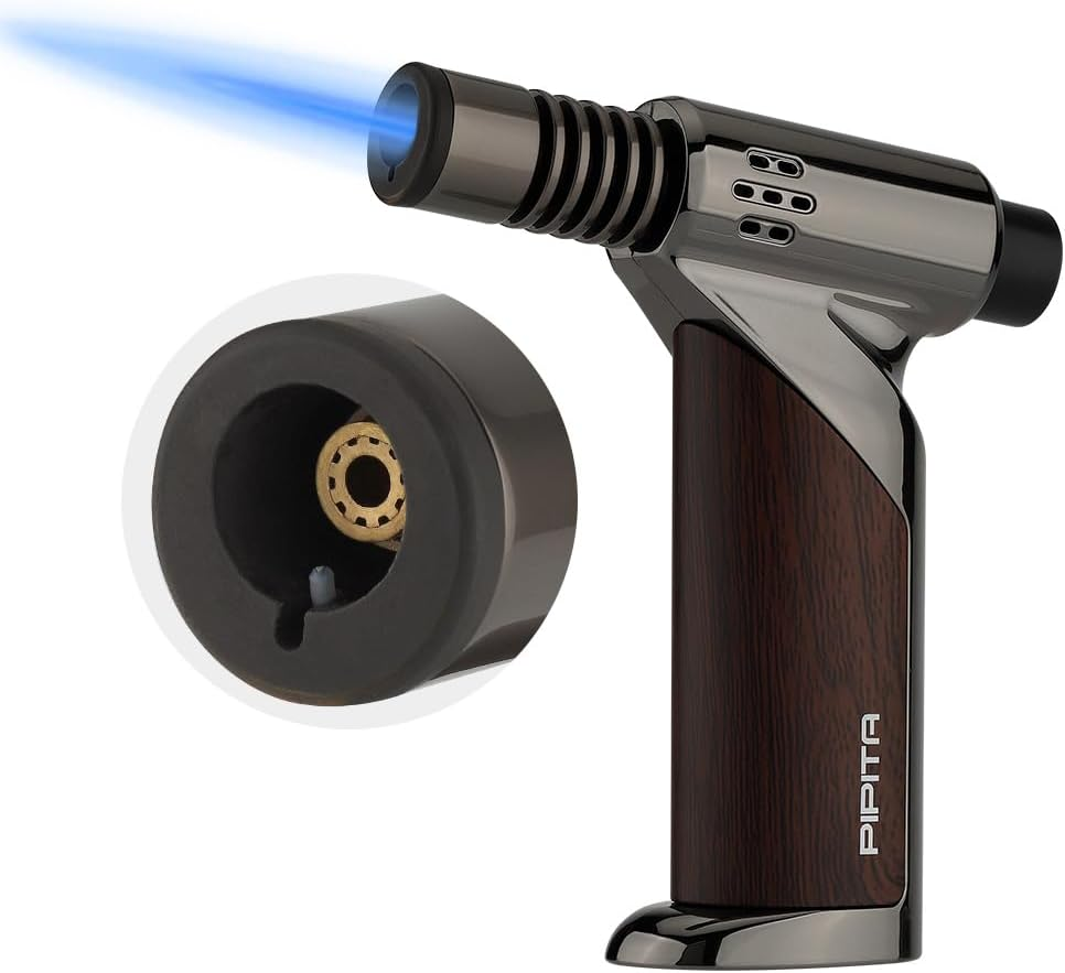 Kitchen Blow Torch for Cooking & Diy,Soldering Torch Lighter with Safety Lock and Adjustable Flame Refillable Butane Gas Lighter for Creme Brulee, Welding, Industrial (Butane Not Included)