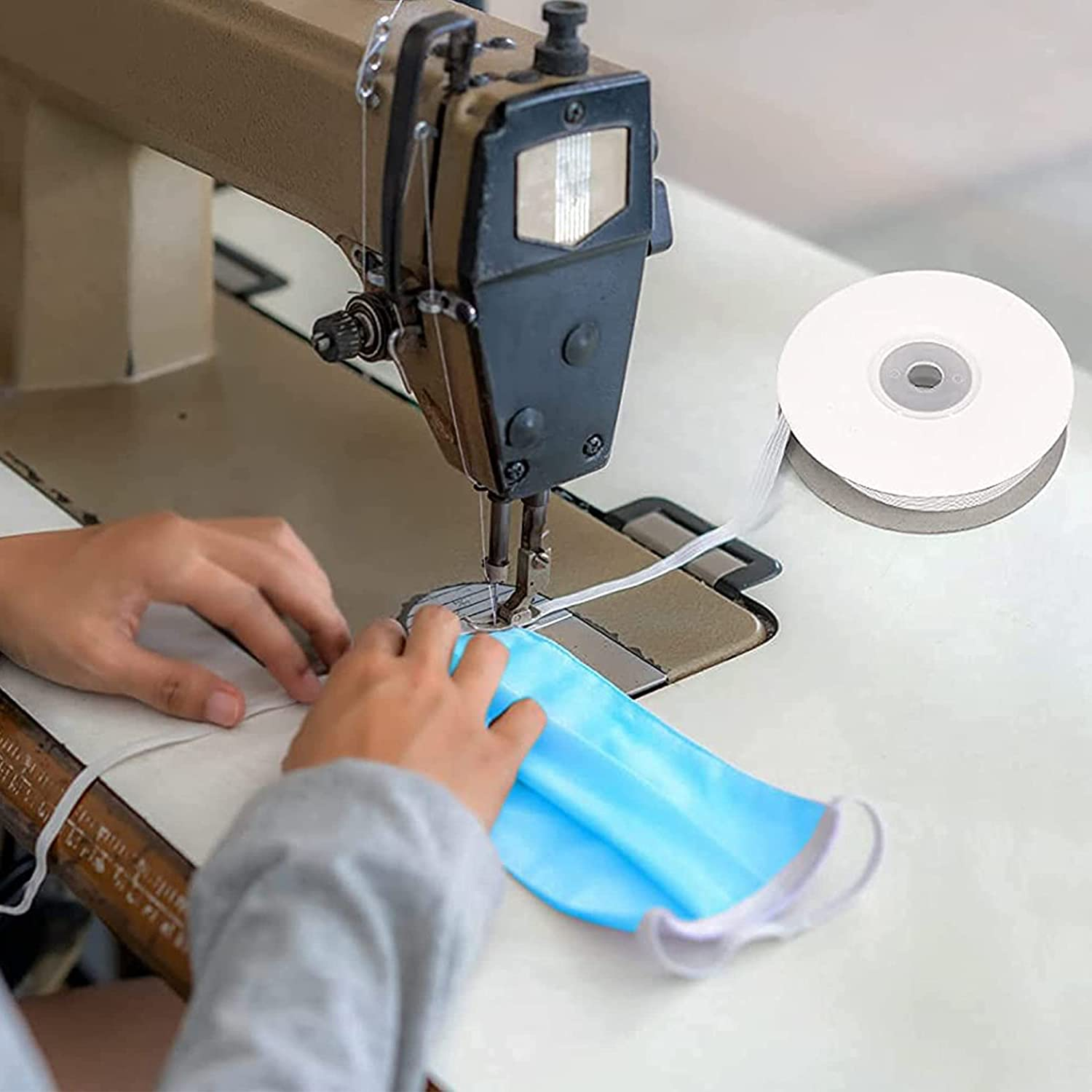 Elastic Band 1/4 Inch Wide 10 Yd, Stretch Strap,High Elastic Cord, for Sewing Crafting Diy-White - Black image number 3