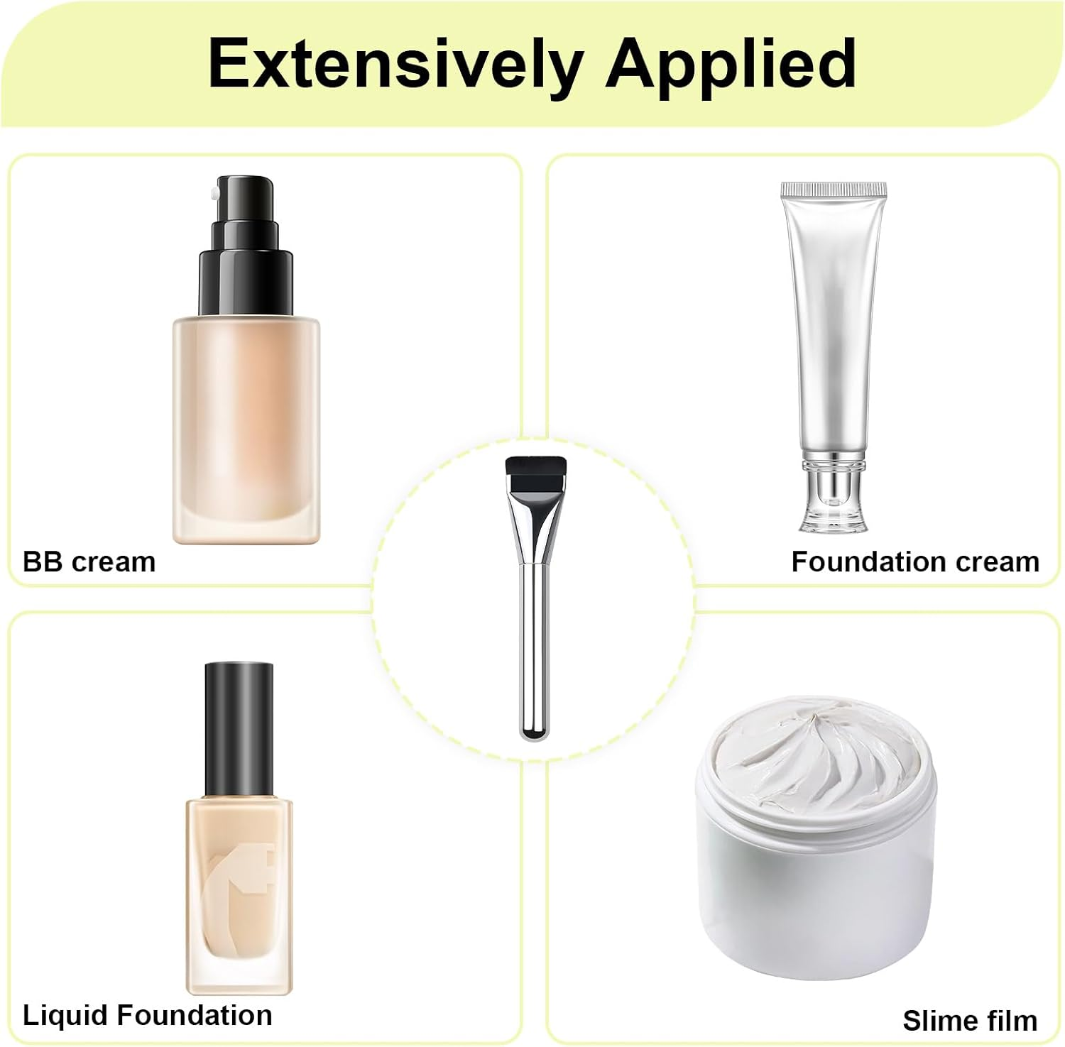 3Pcs Flat Foundation Brush,Face Mask Brush Makeup Spatula Facial Brush for Liquid Foundation Mask, 2 Flat Foundation Brushs & 1 Makeup Brush,Premium Face Korean Makeup Brush for Blending Cream（Silver/Black） image number 3