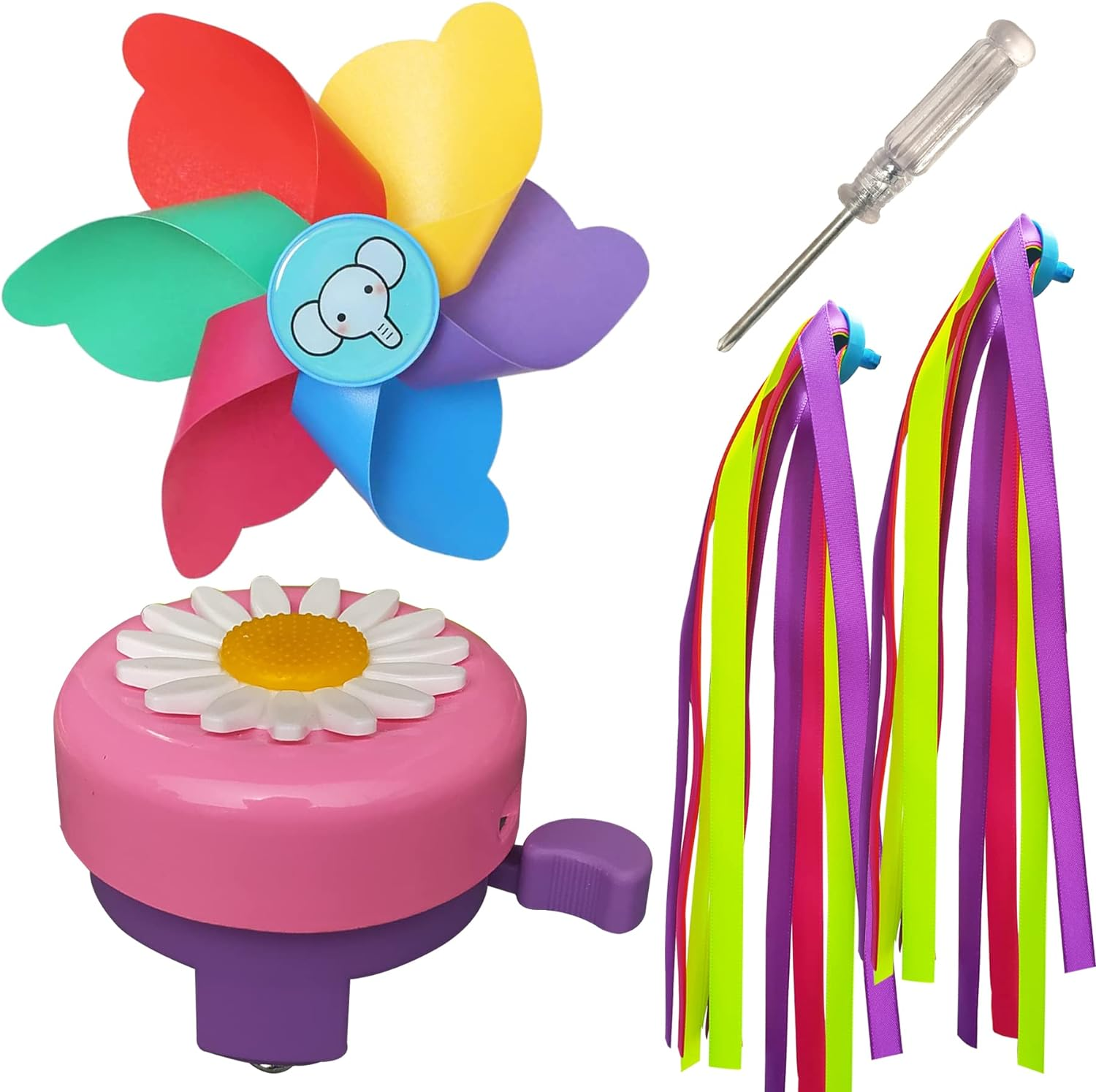 4PCS Kids Bike Bells,Diy Bells and Tassel Ribbon Decoration Set,Kids Bicycle Streamers,Children'S Bicycle Accessories,Used for Children'S Scooters, Bicycles, Girls Bicycle image number 6