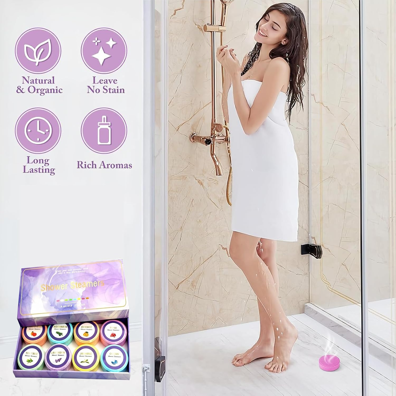 Shower Steamers Aromatherapy 8 Pack - Gifts for Women, Shower Bombs with Essential Oils, Self Care and Stress Relief Stocking Stuffers, Relaxation Birthday Gifts for Women and Men image number 1