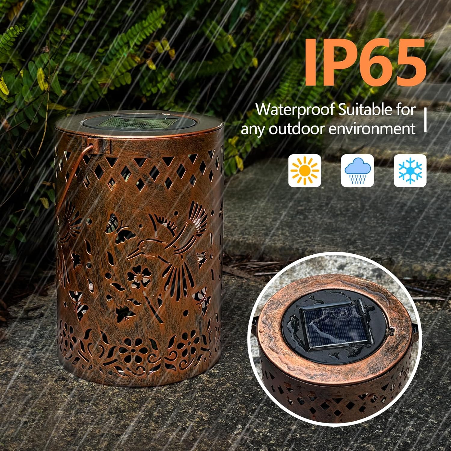 Solar Lanterns Outdoor Waterproof Hummingbird Garden Decor Lantern Birthday Gifts for Women Mom Grandma, Hanging Solar Lights Metal Solar Decoration outside for Yard, Patio, Backyard, Porch, 2 Pack image number 1