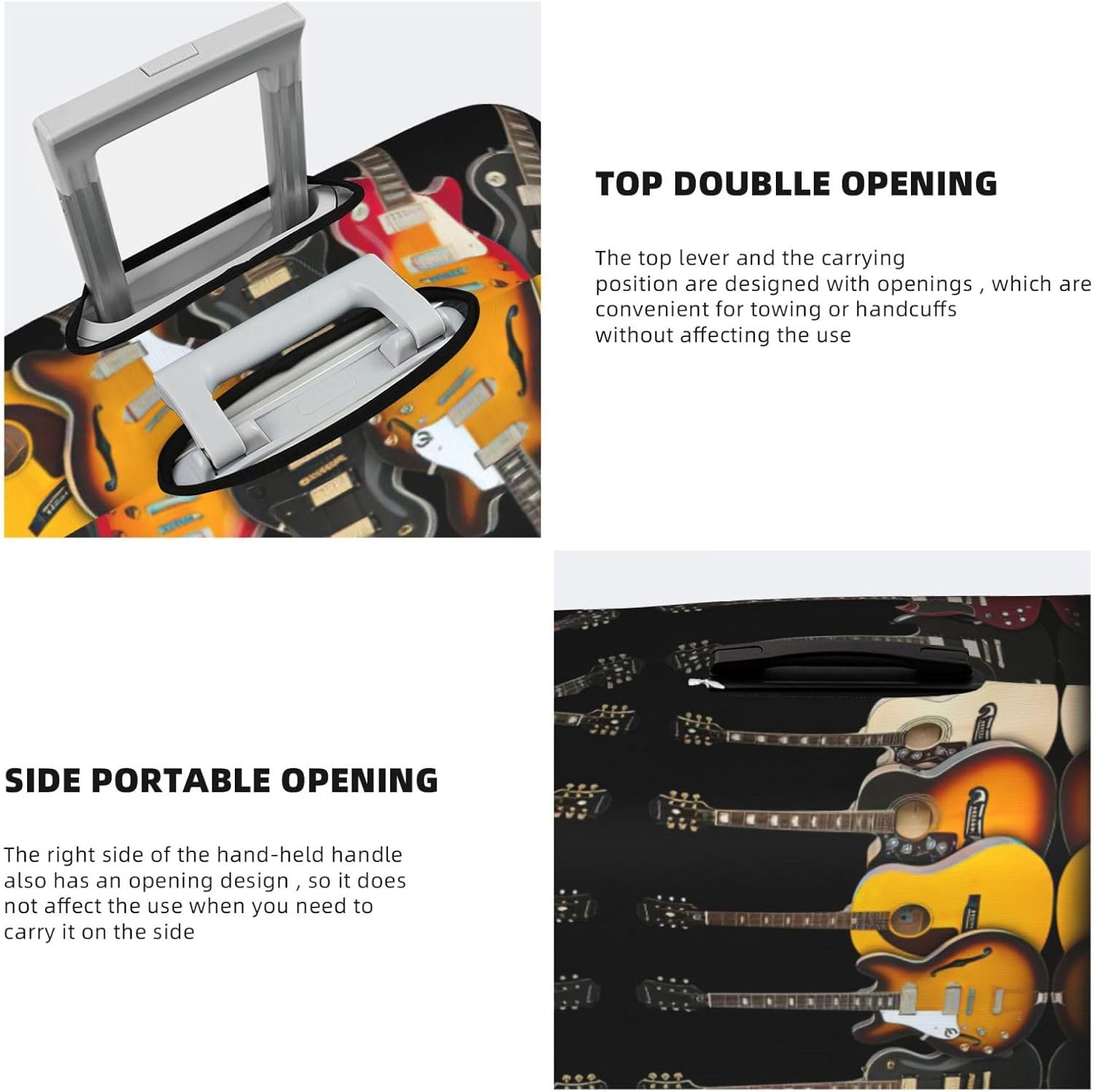 Odddot Electric Guitar Print Travel Luggage Cover,Suitcase Protector Cover, Washable Baggage Covers,For 18-32 Inch Luggage, Electric Guitar, Large