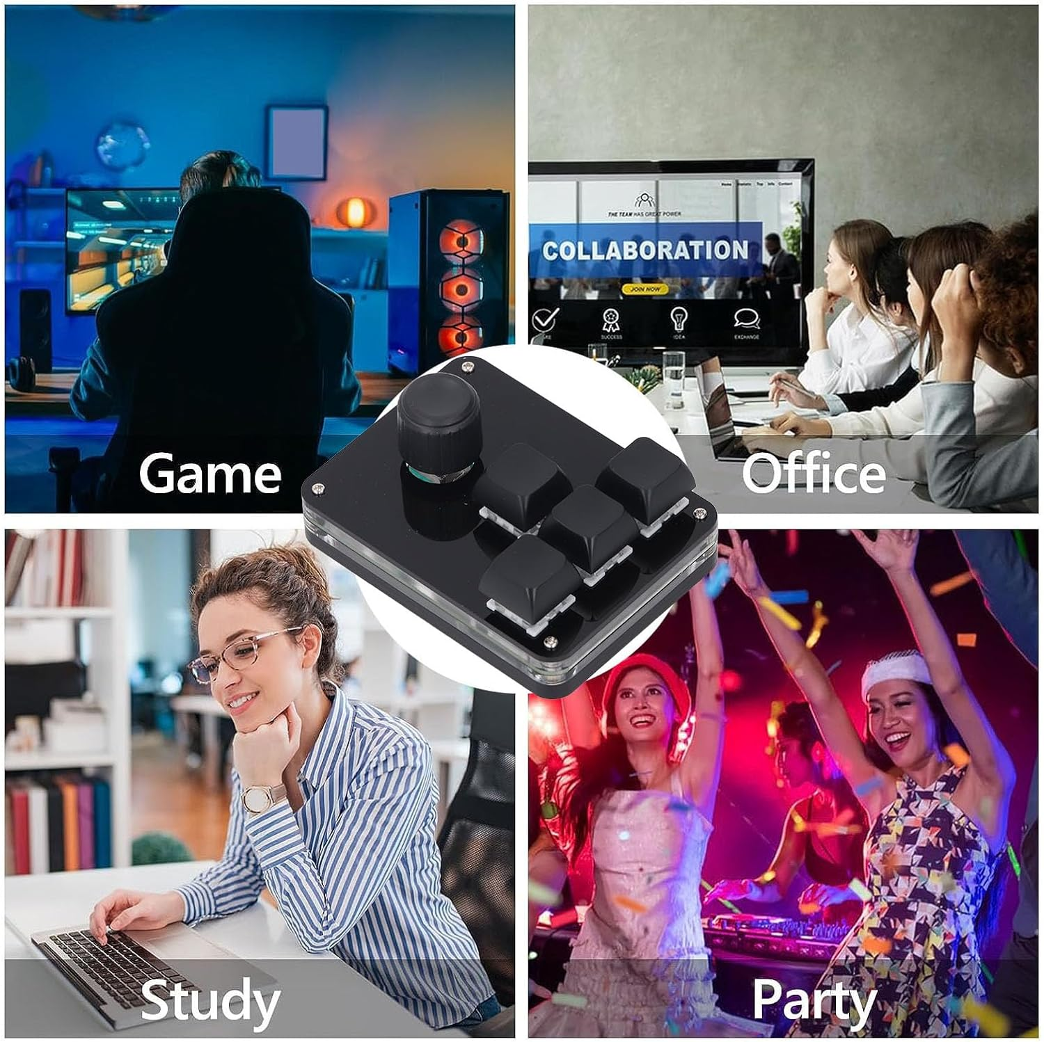 Fafeicy Sayo Device O3C Macro Keyboard 4 Key 1 Knob Programmable Keypad with Blue Switches and RGB Lighting for Gaming and Productivity image number 4