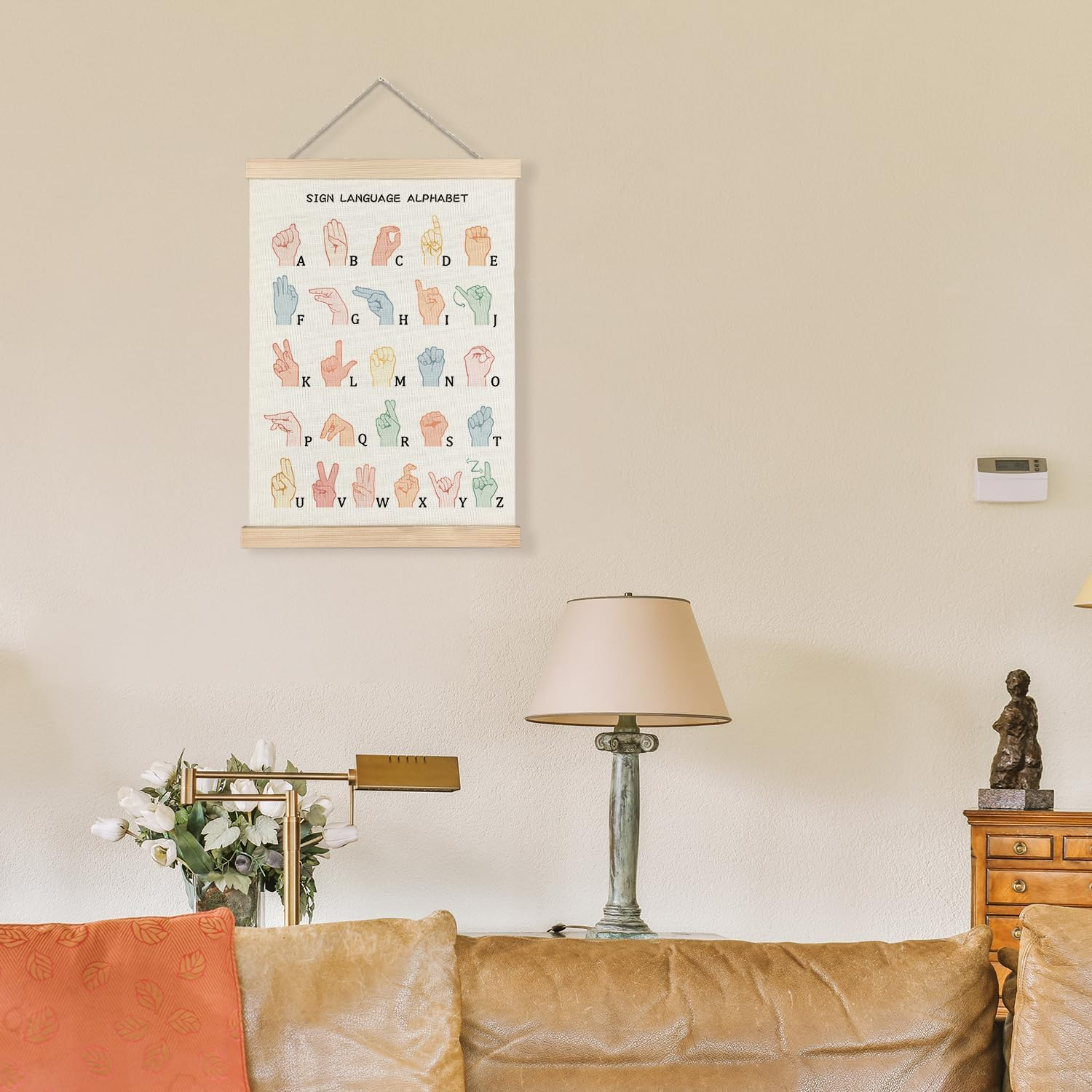 LUVADIAN Asl Alphabet Poster Hanger Frame,Sign Language Poster,Alphabet Posters for Classroom Wall,Sign Language Book for Kids,Toddler Learning Posters for Nursery Kids Room,12X16 Inches image number 3