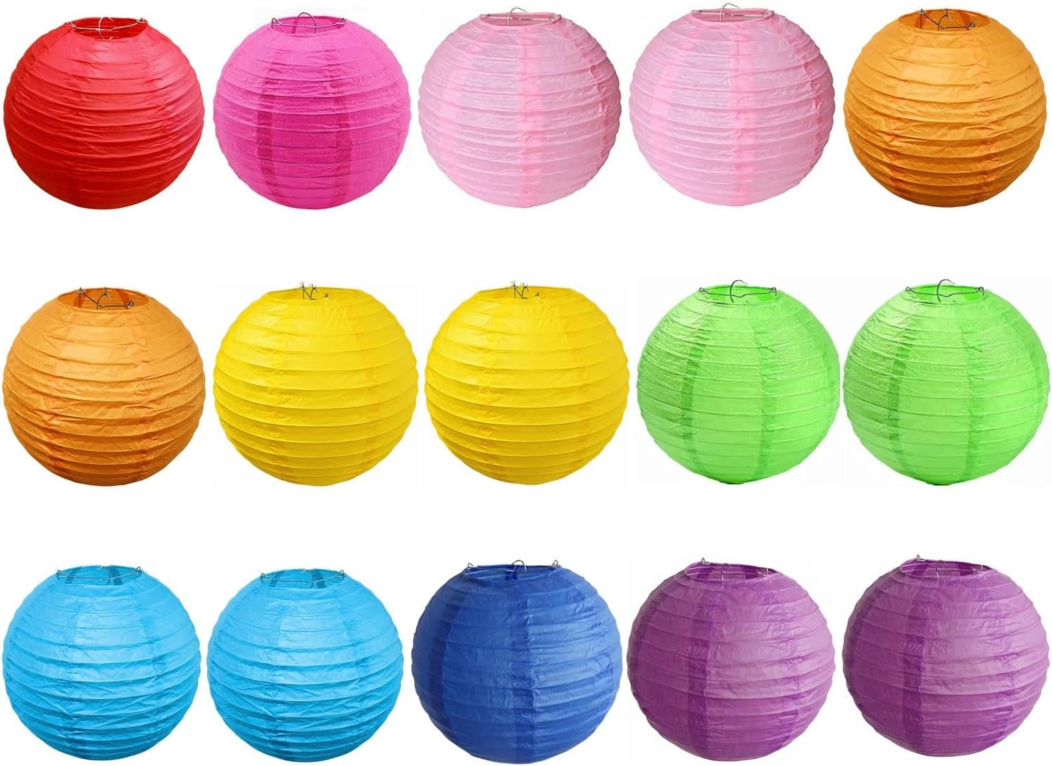 15Pcs Colorful Paper Lanterns Multicolor Hanging Ball Lanterns for Birthday Wedding Bridal Baby Shower Home Office Classroom Outdoor Indoor Party Decoration (6 Inch) image number 4