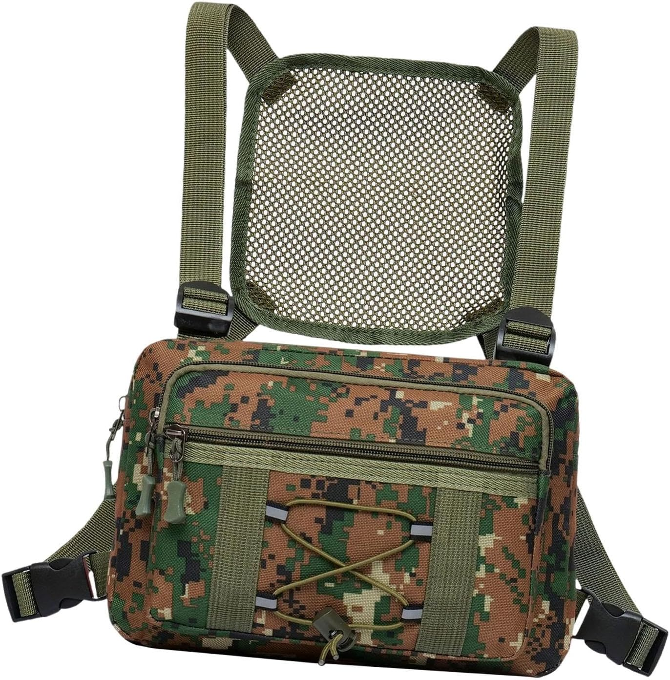 ZGUZMCMK Binocular Chest Pack Binocular Holder, Waterproof for Hiking Camping, Pouch Multipurpose Bino Harness Carrier Case Bino Bag, Green