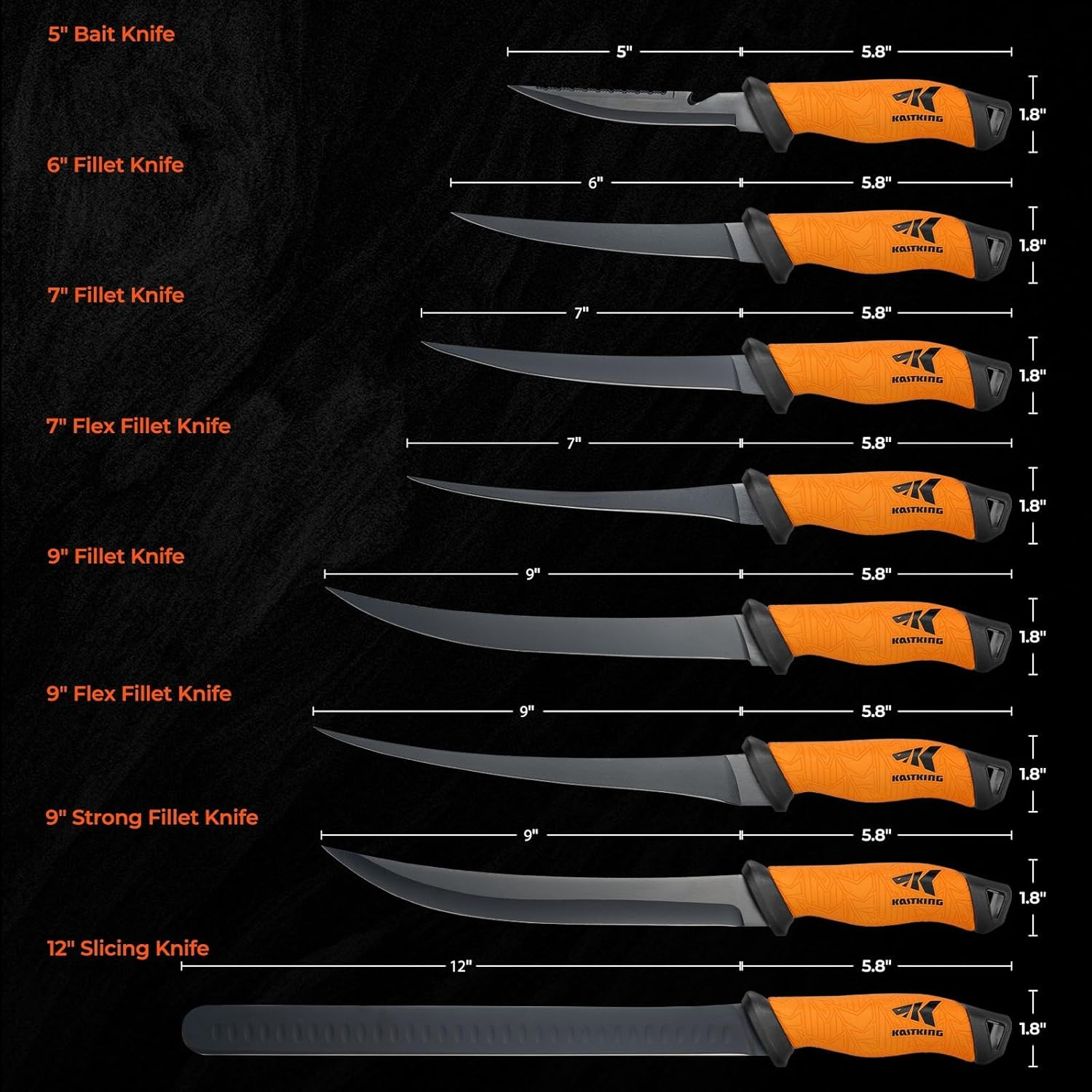 Kastking Speed Demon Pro Fillet Knife - Razor Sharp G4116 German Stainless-Steel Blade, Professional Level Knives for Filleting and Boning, Non-Slip Handles, Includes Protective Sheath image number 2