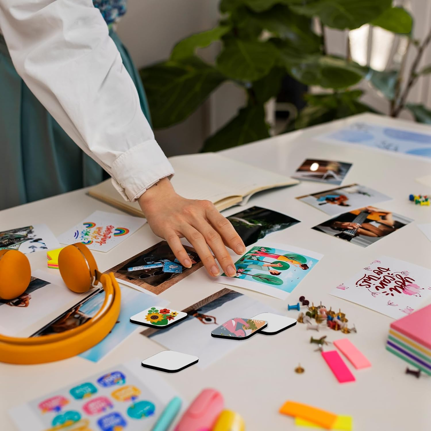 TEAONE Sublimation Fridge Magnets, 10 PCS Fridge Blank Magnets for Whiteboard, Microwave, Oven Decor (5 X 5Cm)