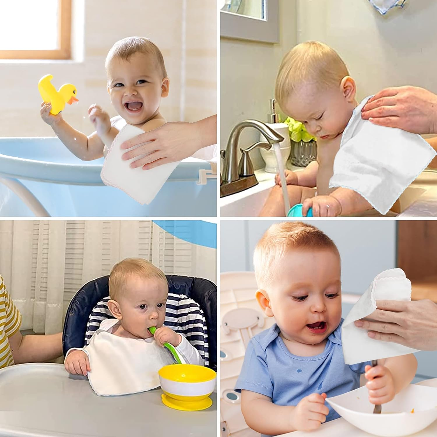 20 Pack Muslin Face Cloths, Reusable Face Cloth 30X30Cm/11.8X11.8In, Muslin Cloths Soft and Light for Makeup Remover, Non-Fluorescent Cotton for Baby image number 2