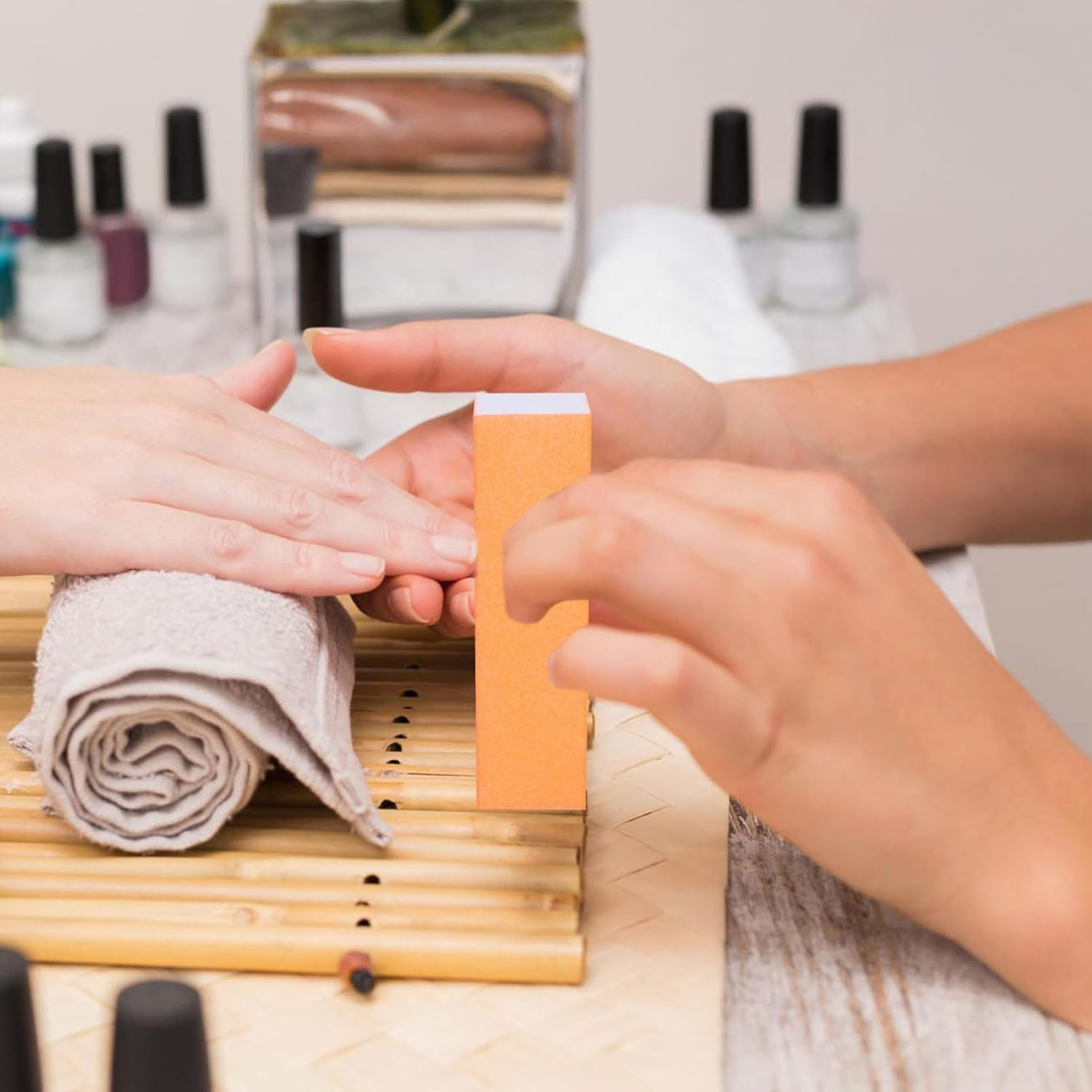 ADOCARN 10Pcs Fluorescent Nail Polishing Blocks Practical Sanding Tools for Women Stylish Manicure File Set Random Colors for Home or Salon Use image number 5