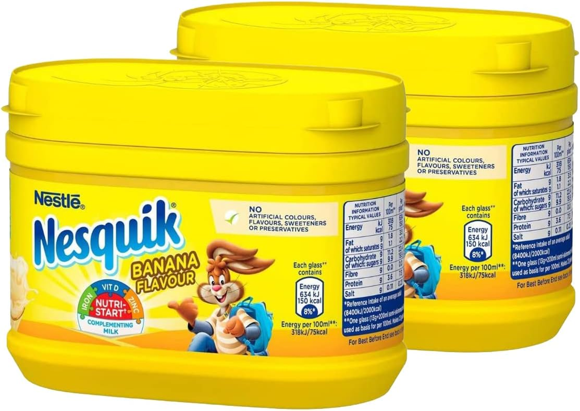 Nesquik Banana Flavoured Milkshake Powder Mix with Vitamin D and Calcium, 2 X 300G