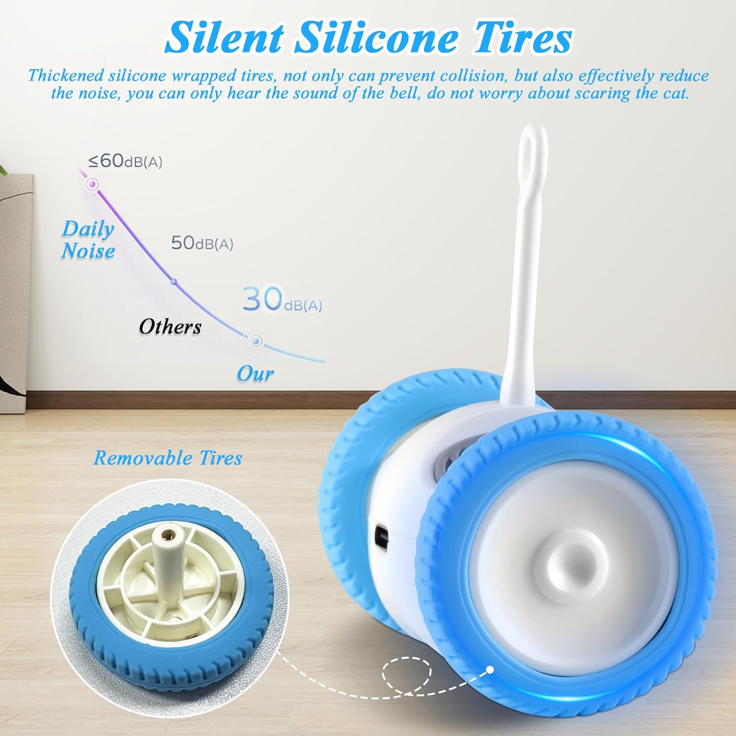 Interactive Cat Toys Automatic Feather Toy, Smart Pet Exersise Electric Toys with 2 PCE Feathers, Automatic Moving Wheels Cat Toys for Kitten Indoor image number 2