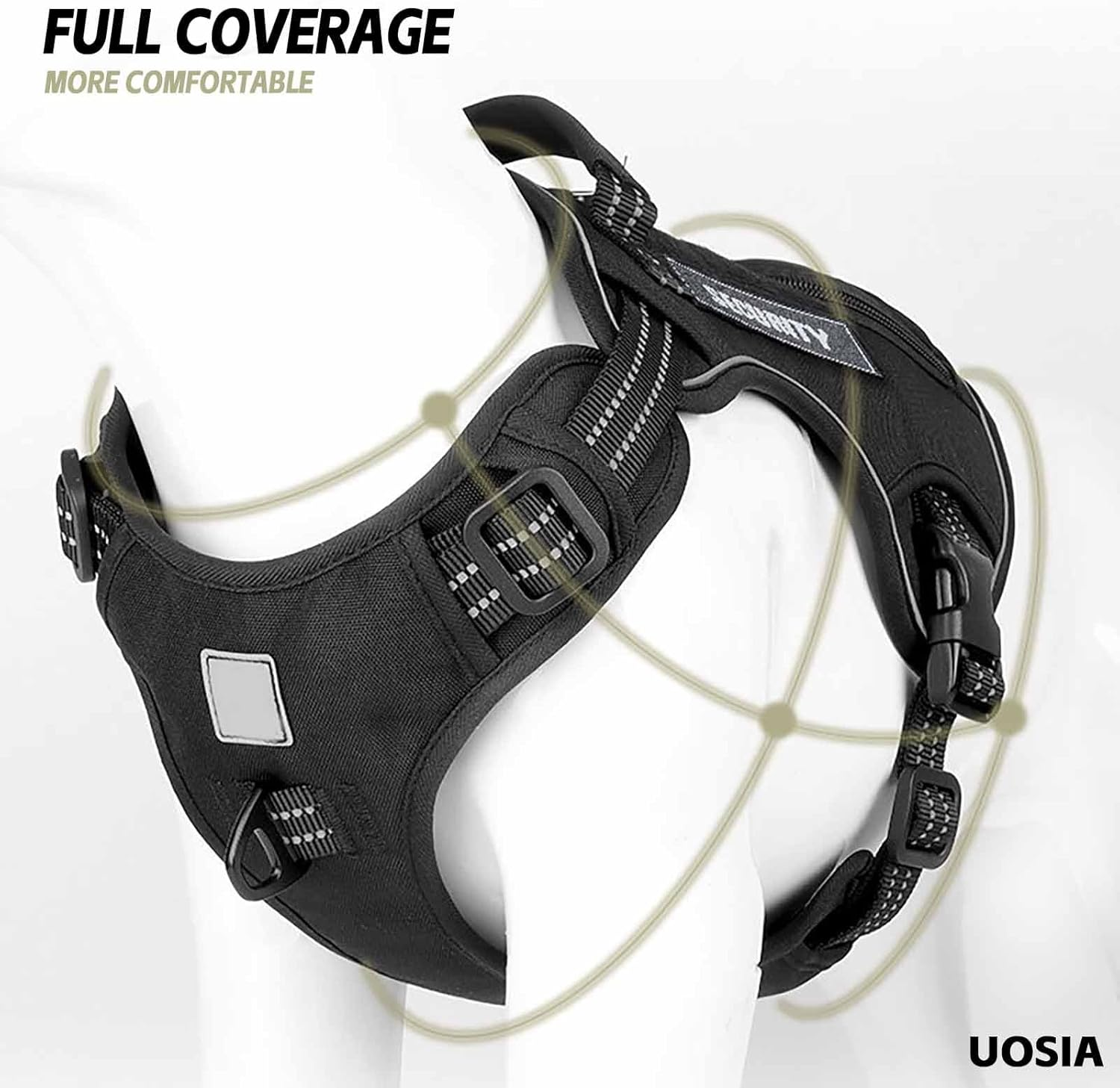 UOSIA No Pull Tactical Dog Harness Escape Proof Molle Dog Vest Harness Reflective Adjustable Military Service Dog Harness with Handle for Training Hunting Walking image number 1