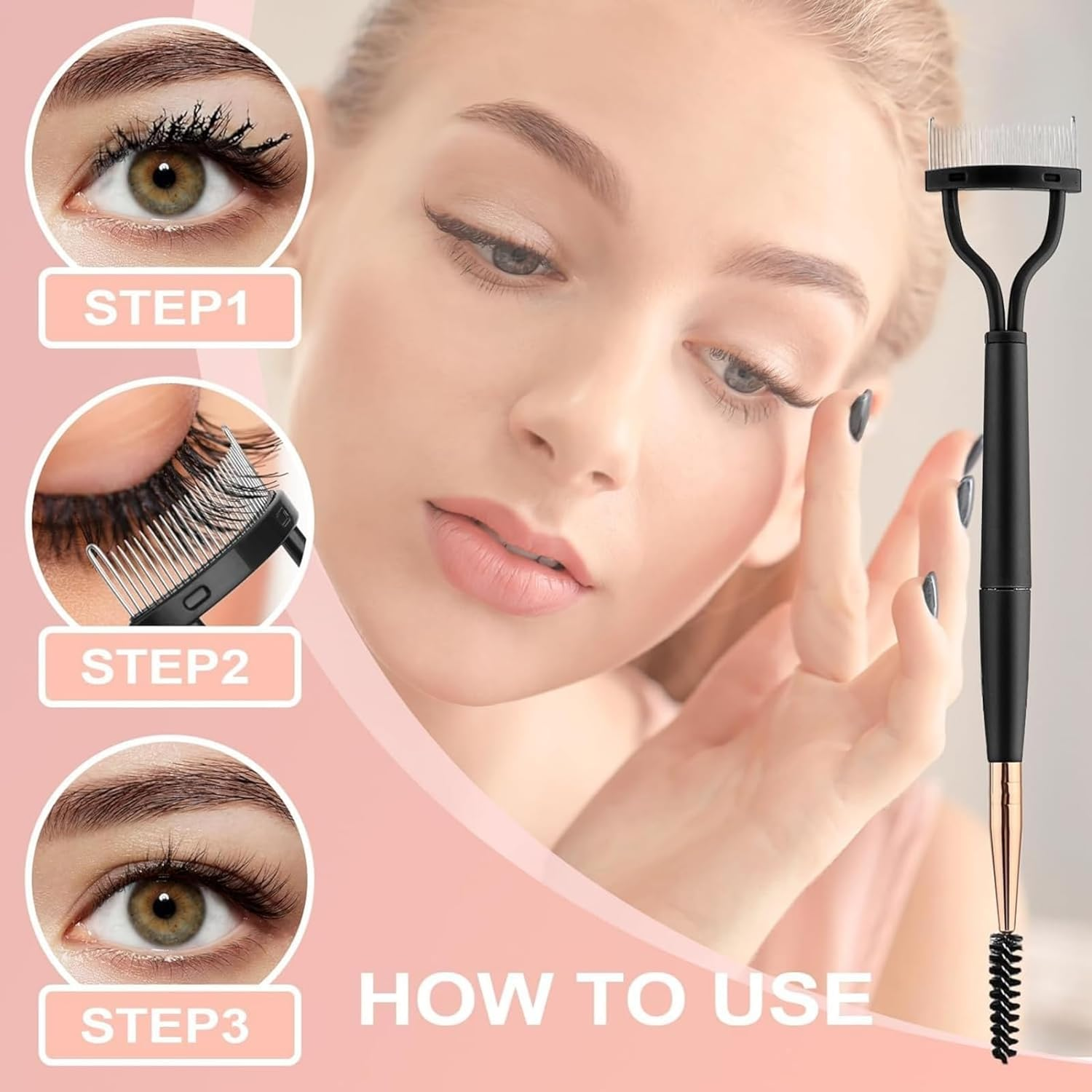 ITADAKU 3-Pack Foldable Eyebrow and Eyelash Shaper - Double Head Lash Separator, Mascara Comb, and Spoolie Brush for Perfect Lashes and Brows image number 1