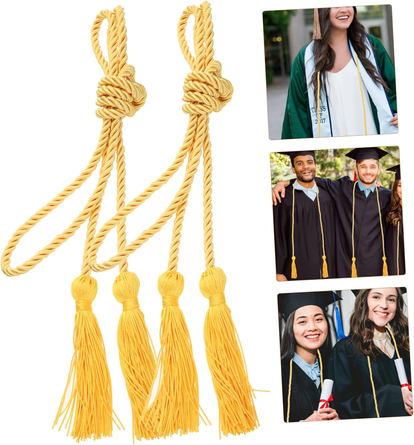 Hohopeti 2Pcs Graduation Cords Tassels Honor Cord for Graduation Ceremony for Graduates Souvenir for Bachelor and Doctoral Degrees