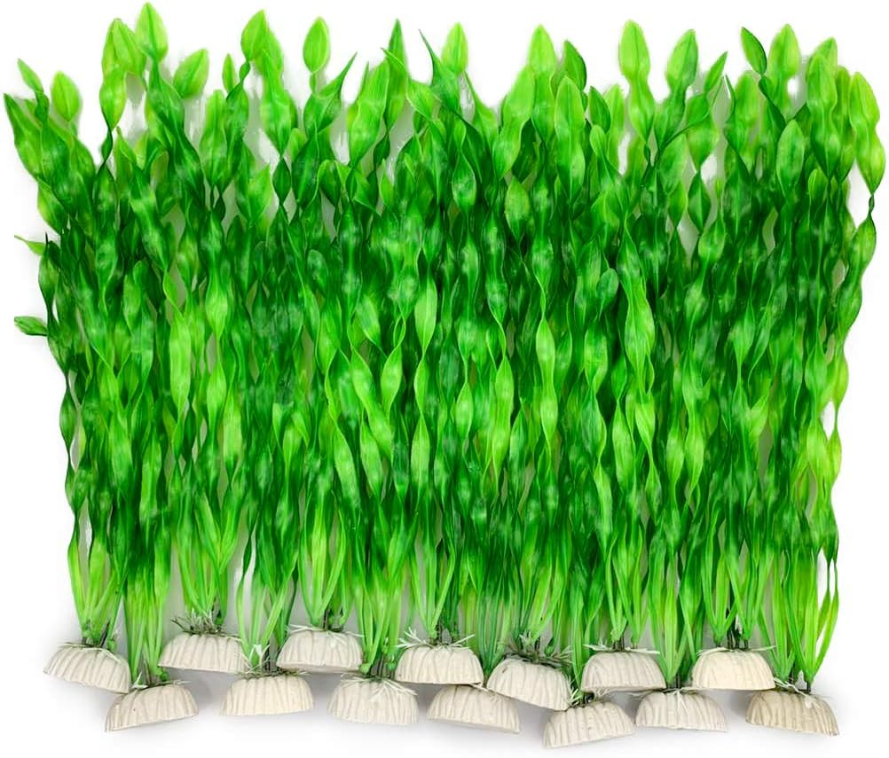 Aquarium Decoration, 14 Pieces Artificial Green Water Plants Seaweed Plastic Fish Tank Decoration for All Fish and Pets image number 2