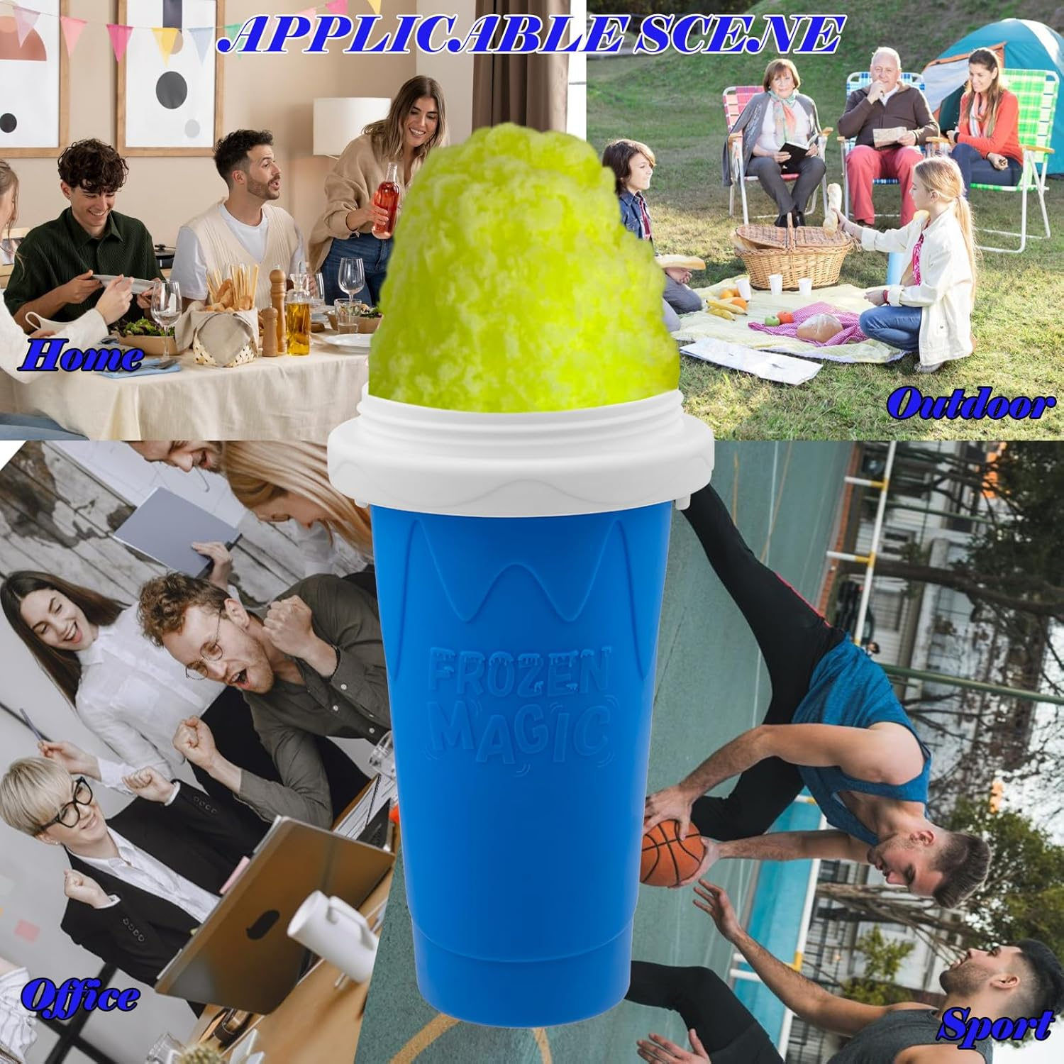 Slushie Maker Cup, DIY Magic Slushy Maker Squeeze Cup, Portable Smoothie Squeeze Cup for Juices, Milk and Ice Cream Make, Double Layer Squeeze Slushy Maker Cup, Birthday Gifts for Friends&Family Blue image number 6