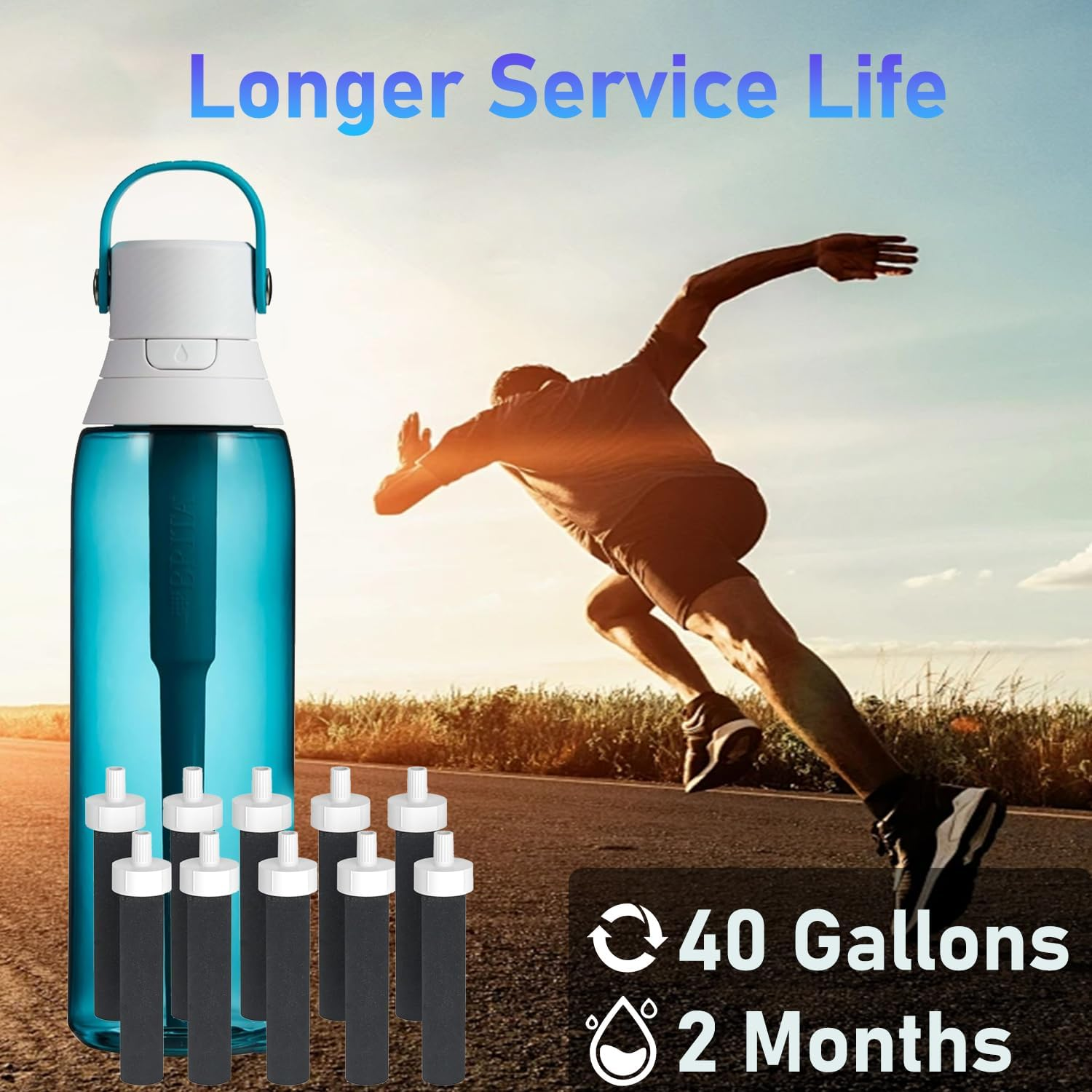 Xpopox 10 Pack Water Bottle Filters, Replacement for Brita Water Filter Compatible with Brita BB06 Hard Sided and Sport Bottle Filter #BB06 image number 4