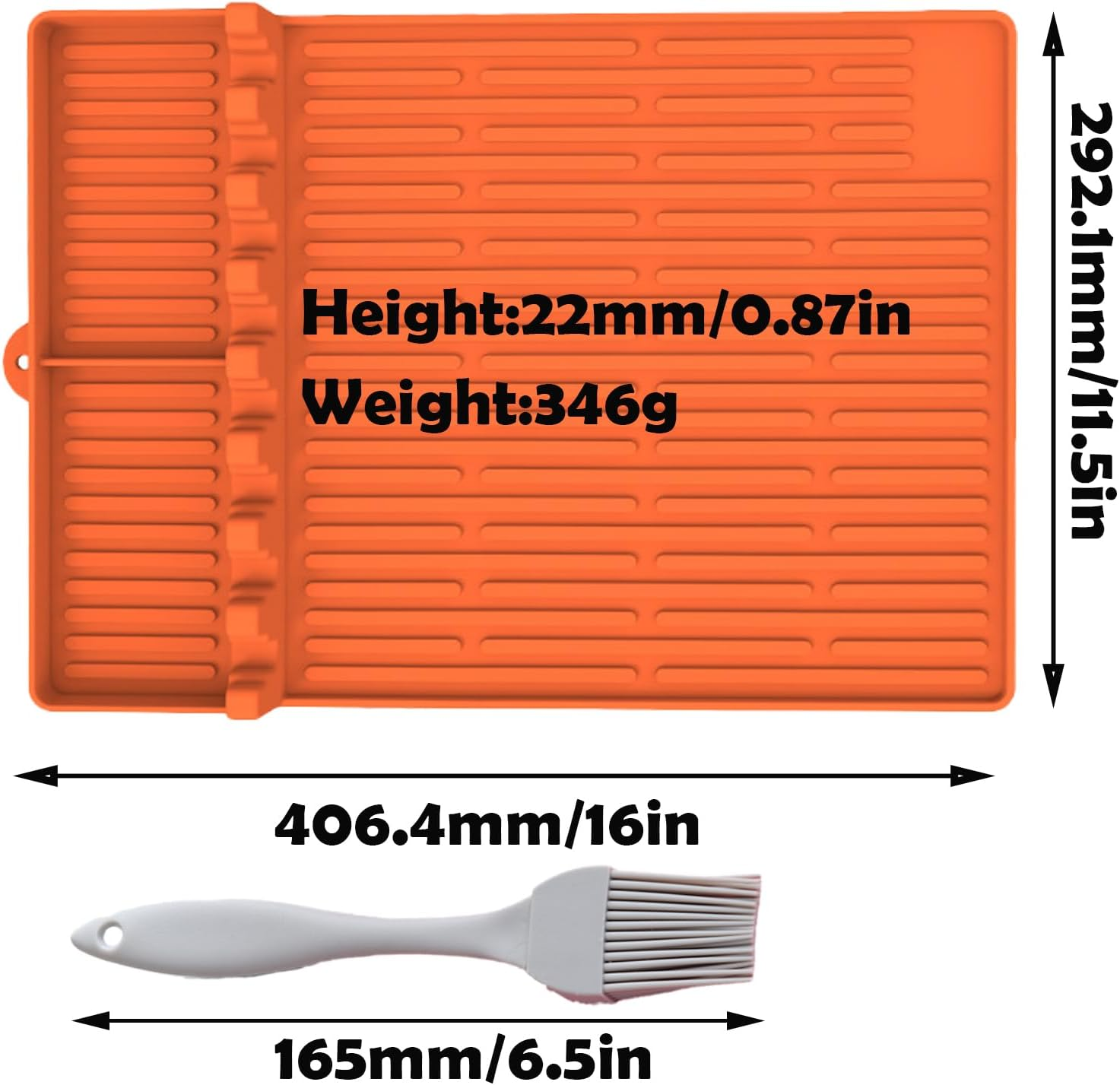 Grill Silicone Mat for Blackstone - Side Shelf BBQ Accessories - Dish Dry Mat for Countertops - Spatula Drip Pad - Orange BBQ Mat for Griddle Accessories