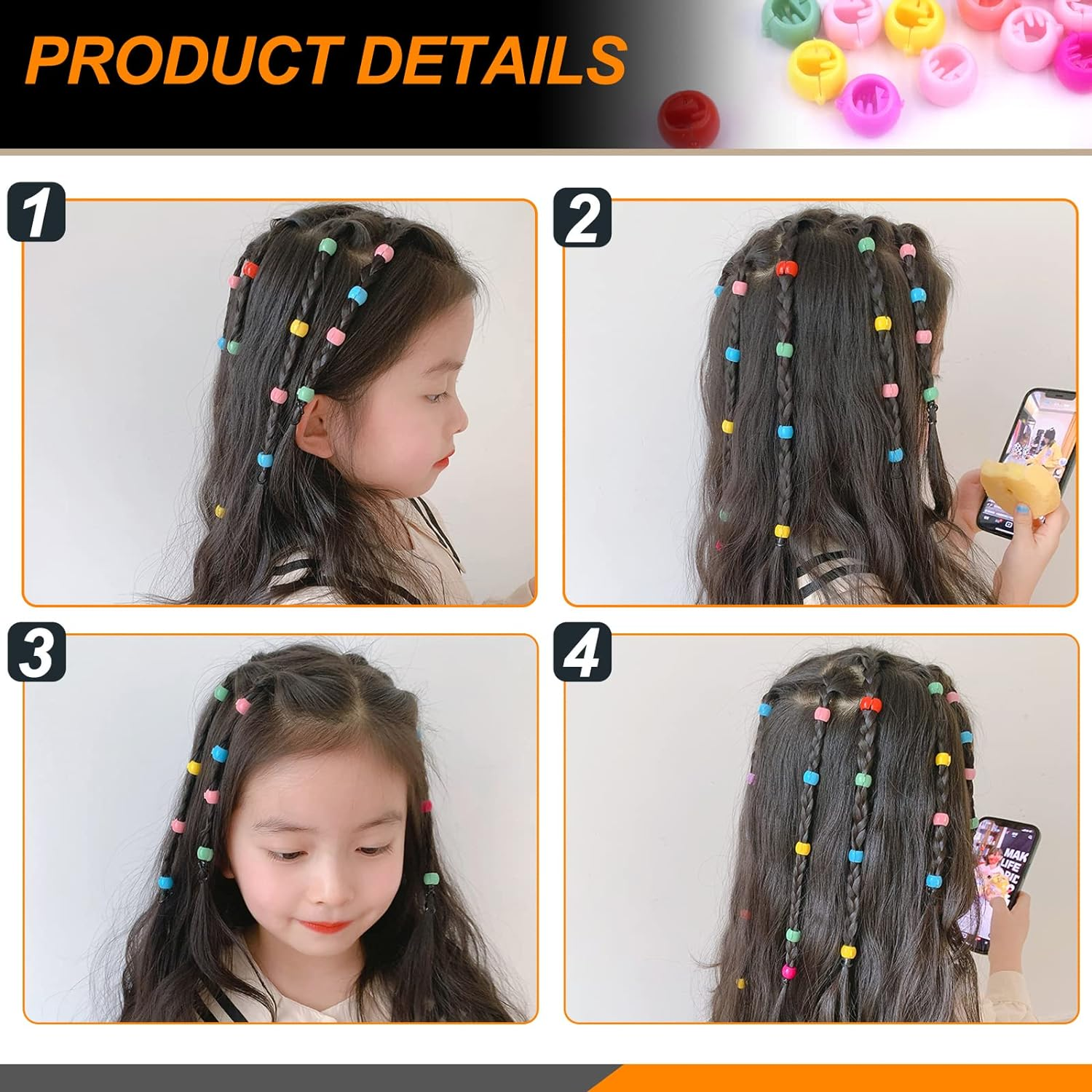 Rustark 68Pcs Baby Girls Hair Clips Cute Hair Barrettes Accessories with 260Pcs Rubber Bands Set Colourful Lovely Rainbows Fruits Dessert Flowers Butterfly Assorted Hair Clips for Girls Toddlers Kids Hair Accessories image number 4
