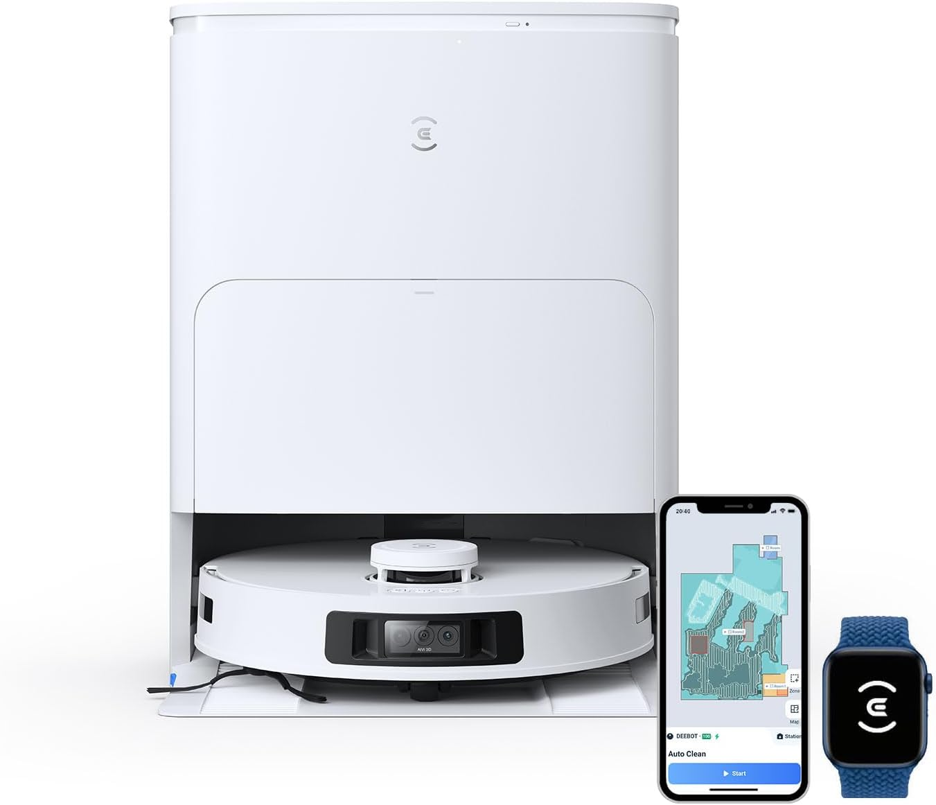 ECOVACS DEEBOT T30S Pro Robot Vacuum and Mop with 1100 Pa Suction, Auto Empty Station Smart Navigation AI Edge Cleaning Robot,10-In-1 Cleaning Station image number 2