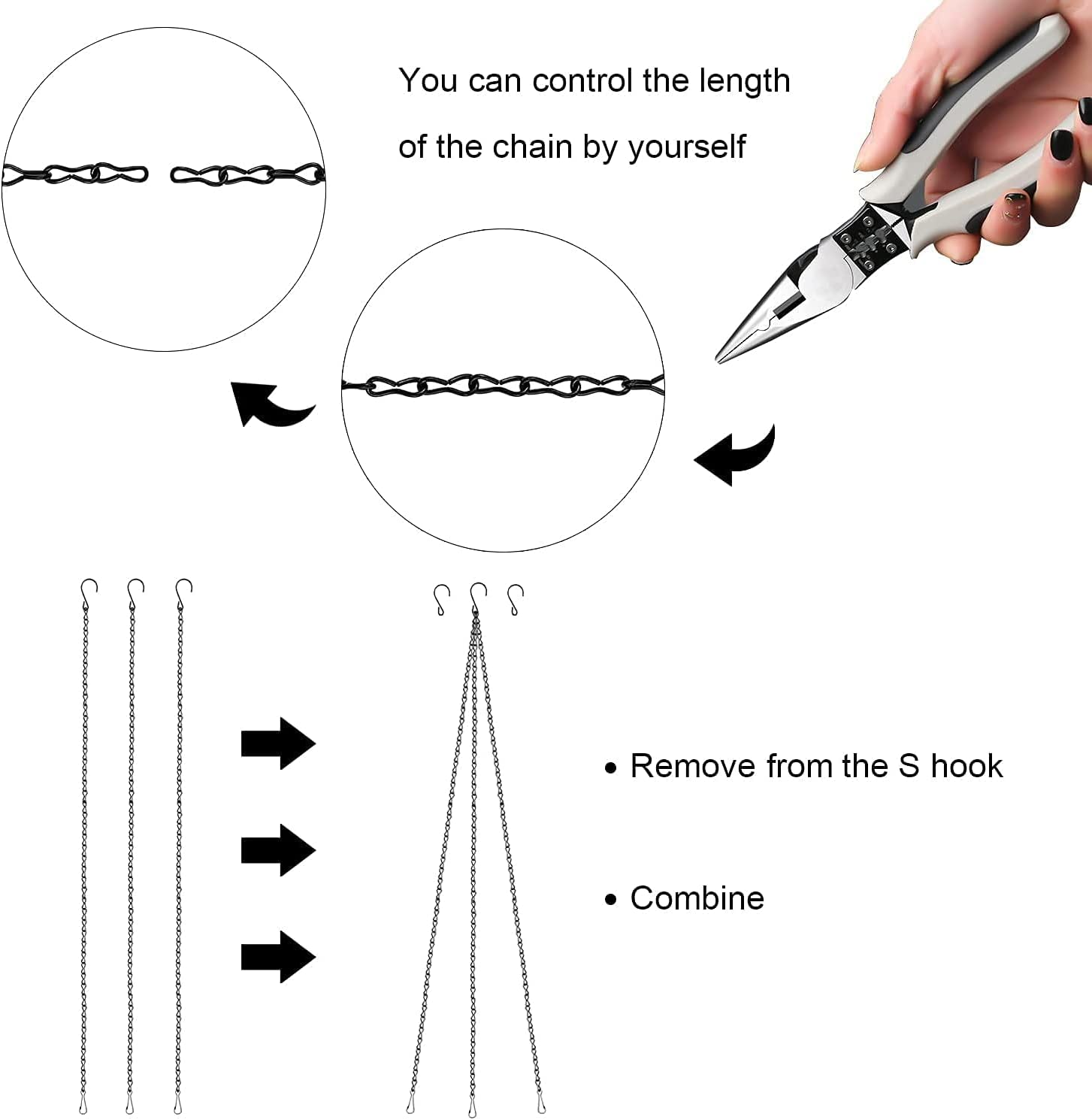 Hanging Chains for Plants Flower Pot Basket Chains Replacement Chain Hangers for Lanterns, Bird Feeders, Planters and Other Ornaments (35) image number 1