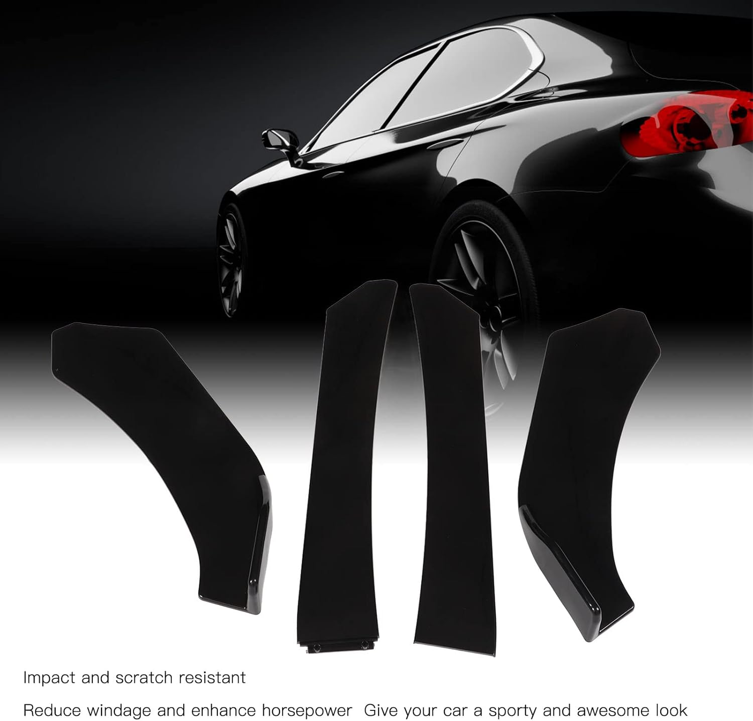 4Pcs Universal Front Bumper Chin Spoiler Glossy Aerodynamic Lip for Most Cars image number 2