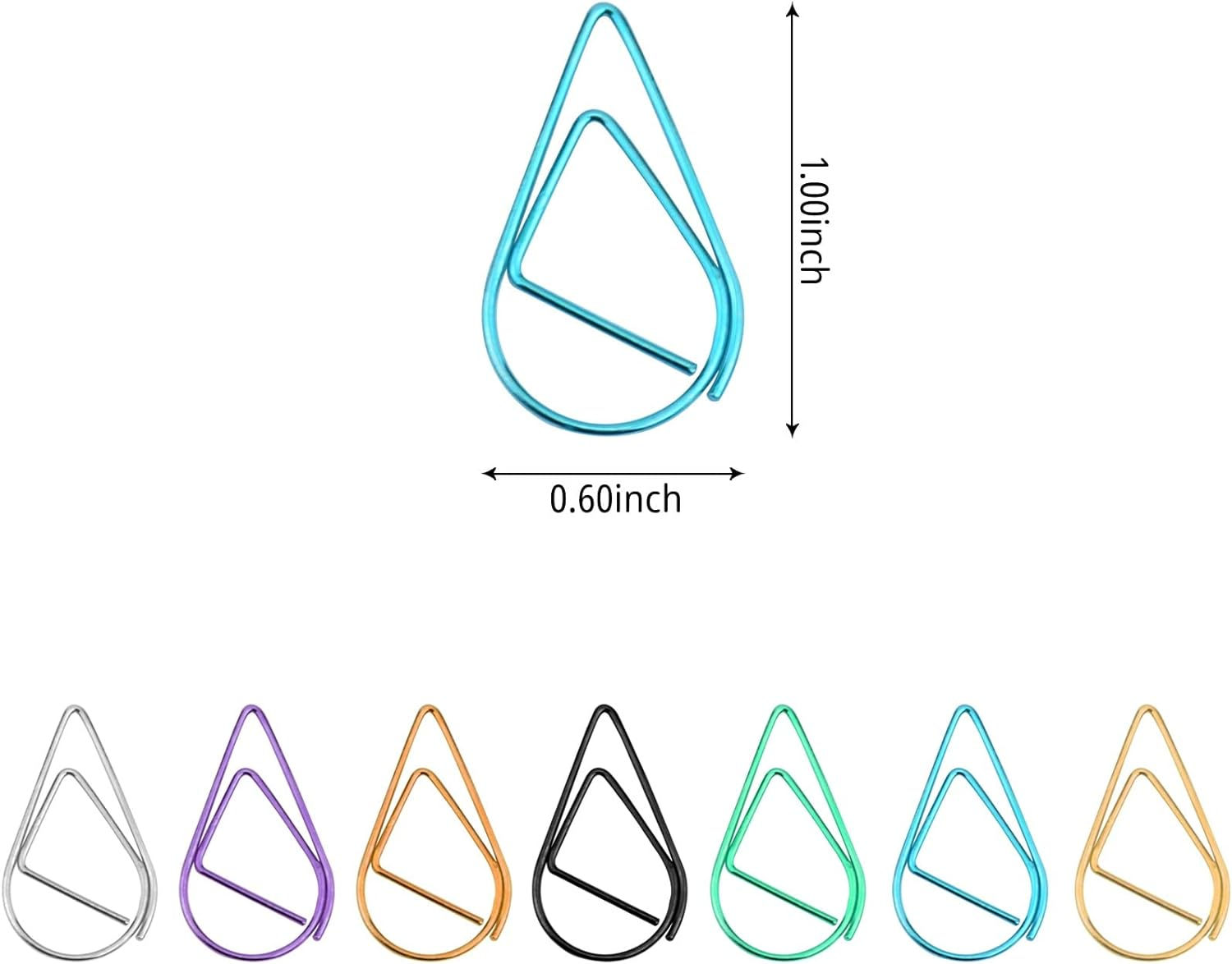 50Pcs Small Golden Paper Clips, Water Drop-Shaped Paperclips Bookmarks for Office Stationery Document, Memo, Poster, Photo (Blue) - Blue image number 4