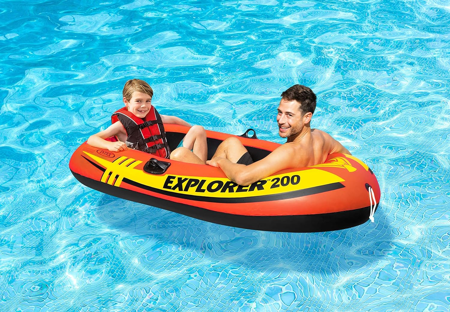 INTEX 58330NP Explorer 200 Inflatable Boat: 2-Person &ndash; Dual Air Chambers &ndash; Welded Oar Locks &ndash; Grab Rope &ndash; 95 Kg Weight Capacity image number 3