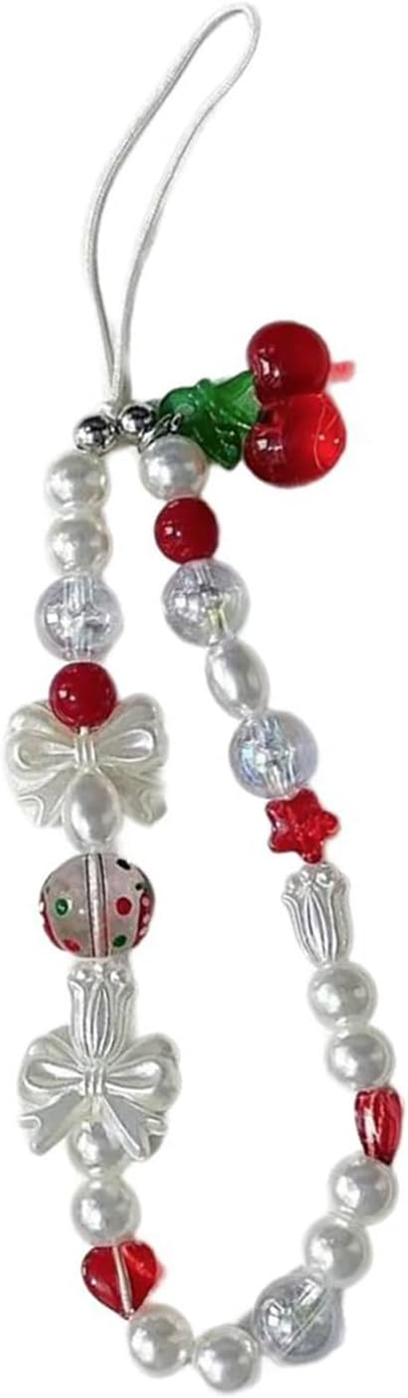 Oxtxuzdm Beaded Camera Wrist Strap with Cuteness Pearls Charm Digital Camera Charm for Digital Cameras and Phones Cherries Accent Phone Lanyard image number 2