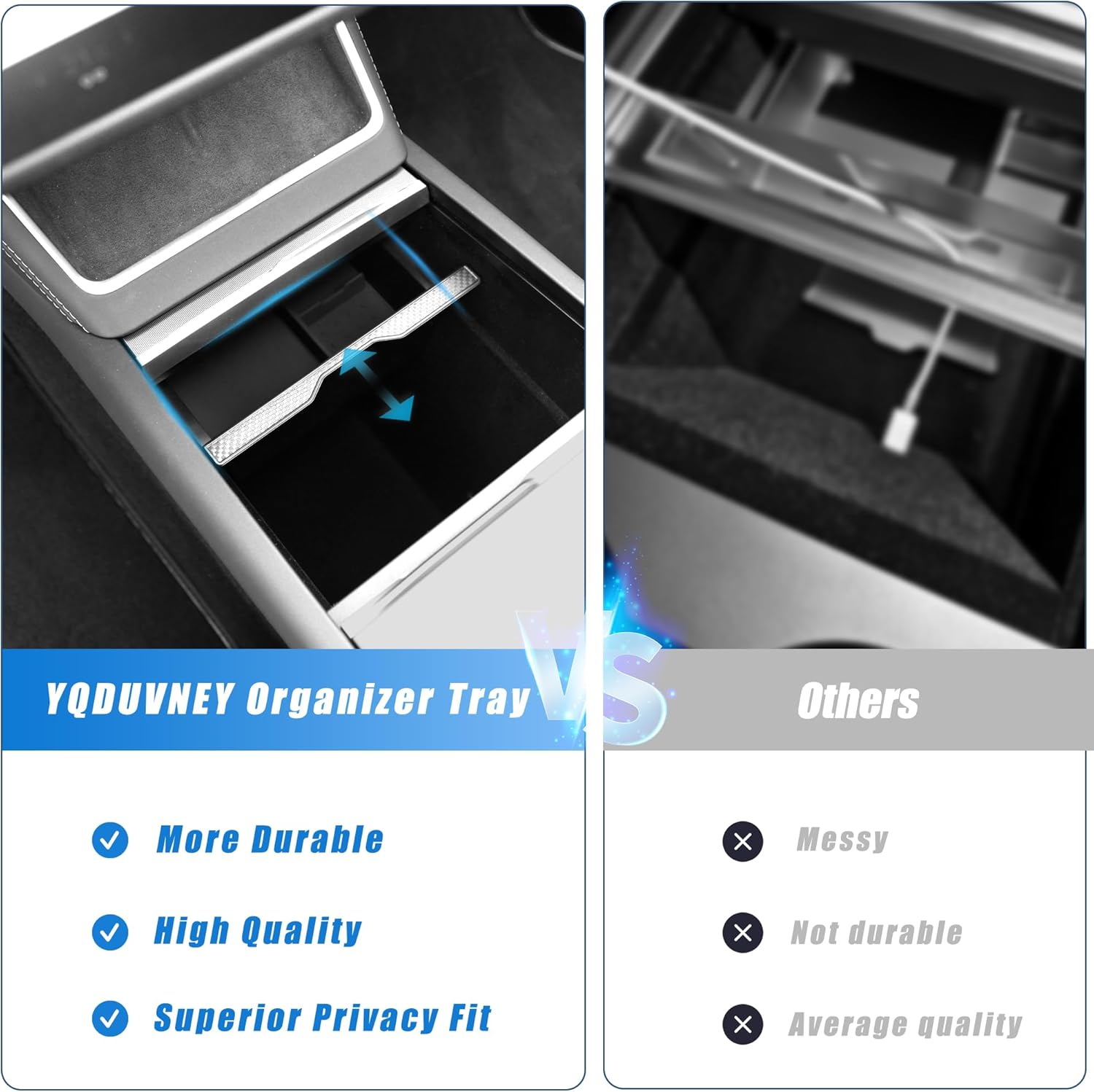 Center Console Organizer Tray for Tesla Model Y Juniper Accessories, Fits for for Tesla Model 3 (2024/2025 Highland) & Model Y (2025/2026 Juniper)