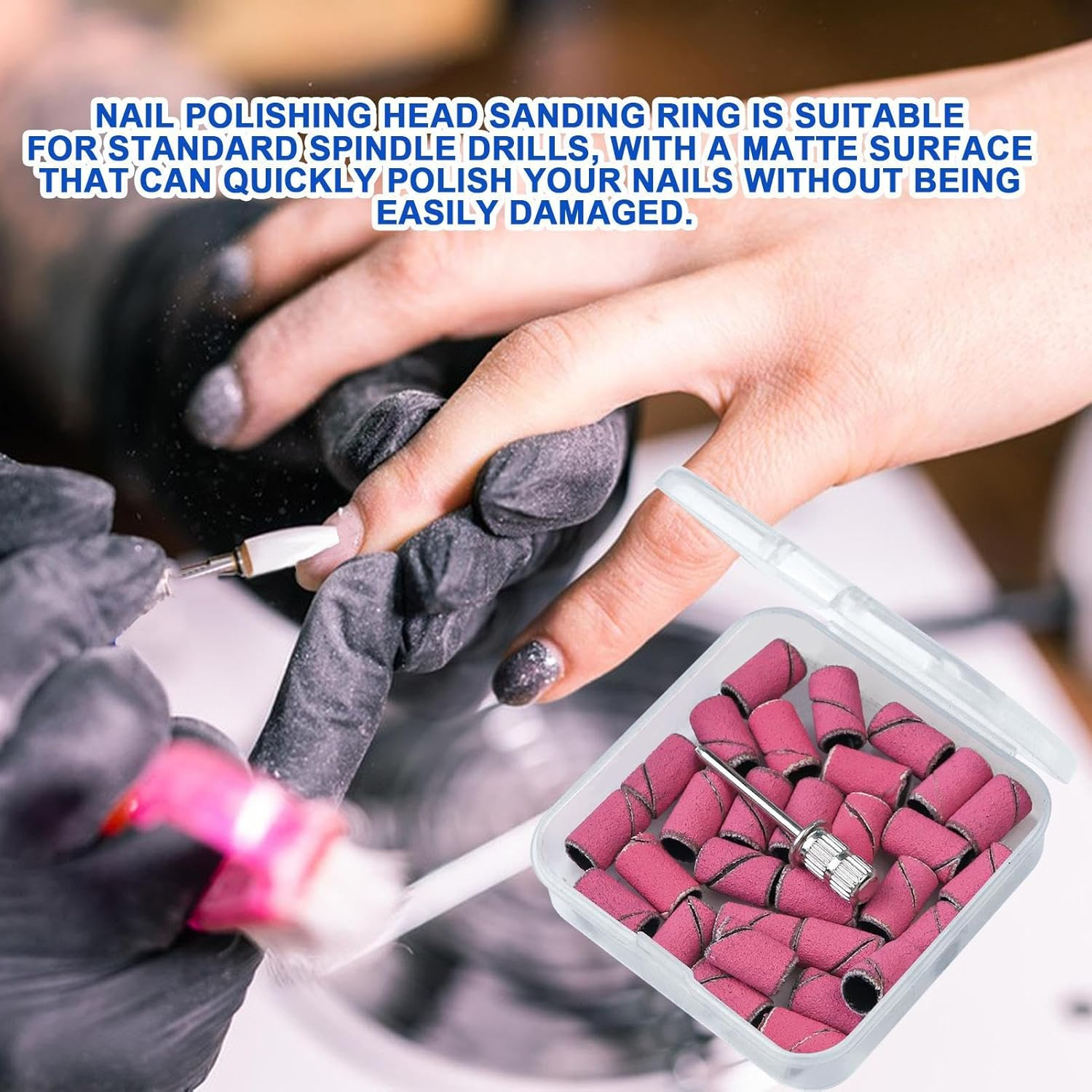 Sanding Bands for Nail Drill | Nail File Sanding Bands with Mandrel Bit - Fine Grit Nail File Sanding Bands for Acrylic Nails Gel Manicures and Pedicure Jmedic image number 1