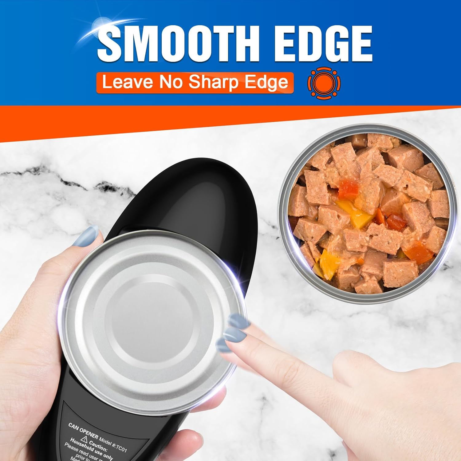 One Touch Electric Can Opener, Handheld Automatic Can Openers Fit Different Can Sizes and Shape with No Sharp Edges for Kitchen, Kitchen Gadgets for Senior, Arthritis and Chef image number 2
