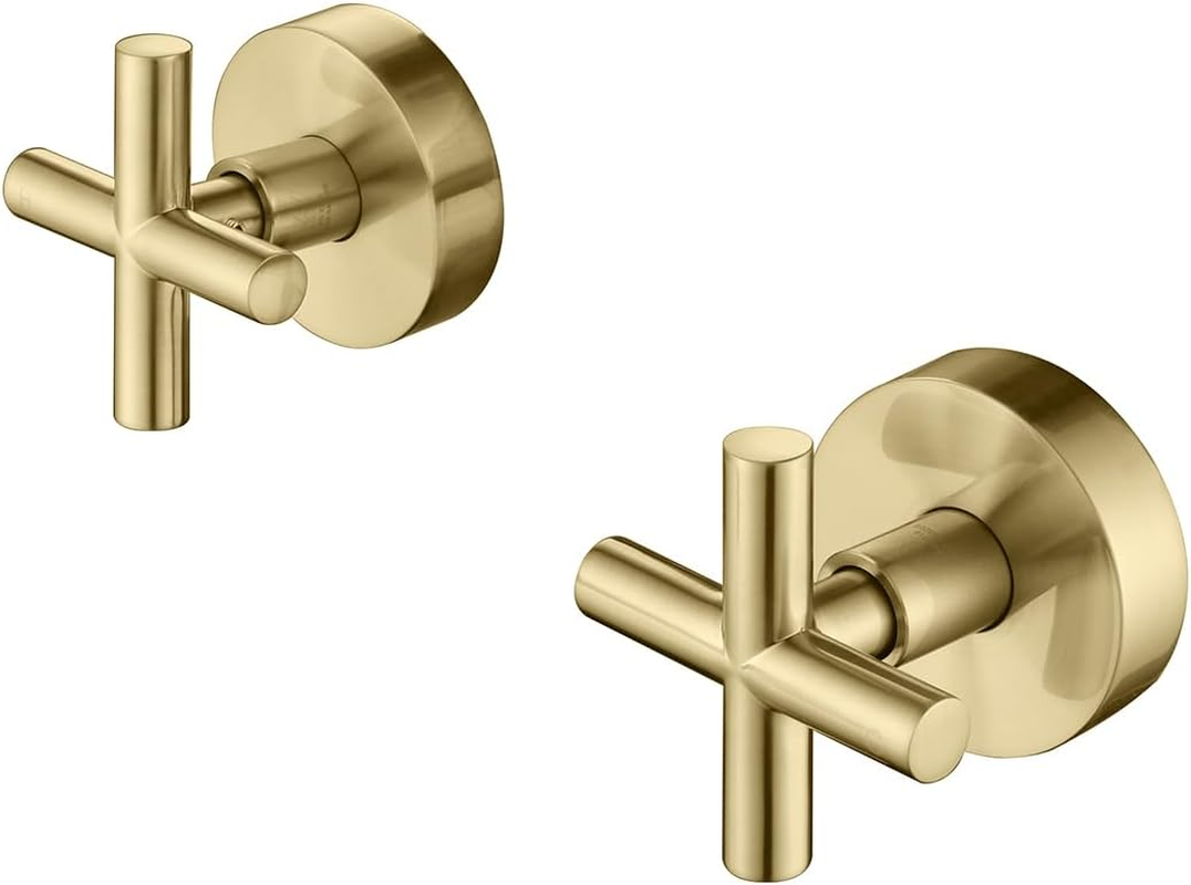 Decaura Shower Mixer Taps 1/4 Turn Twin Tap Cross Handles Levers Hot Cold Shower Spindles Kits Bathtub Solid Brass Watermark (Chrome)