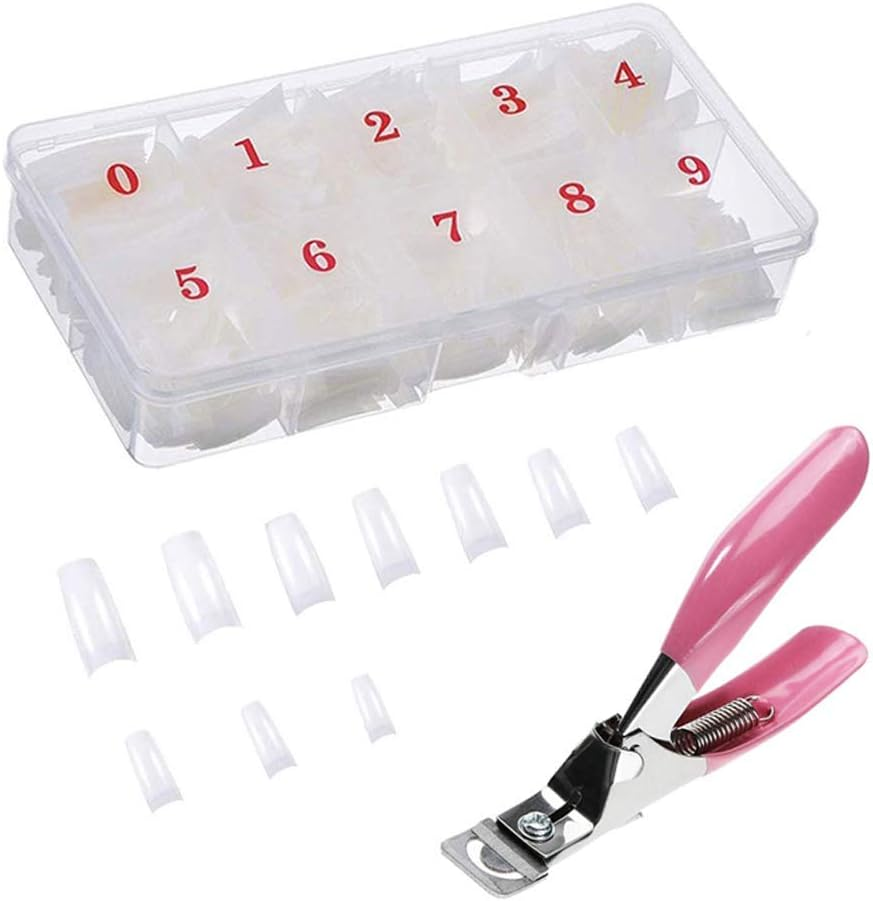 Yiouou Natural False Nails Fake Nails Artificial Nail Tips,500 Pcs Oval French Acrylic Style Fake Nails Tips with Box and Acrylic Nail Clipper for Women Girls Nail Art Salons and Home DIY,10 Sizes image number 5