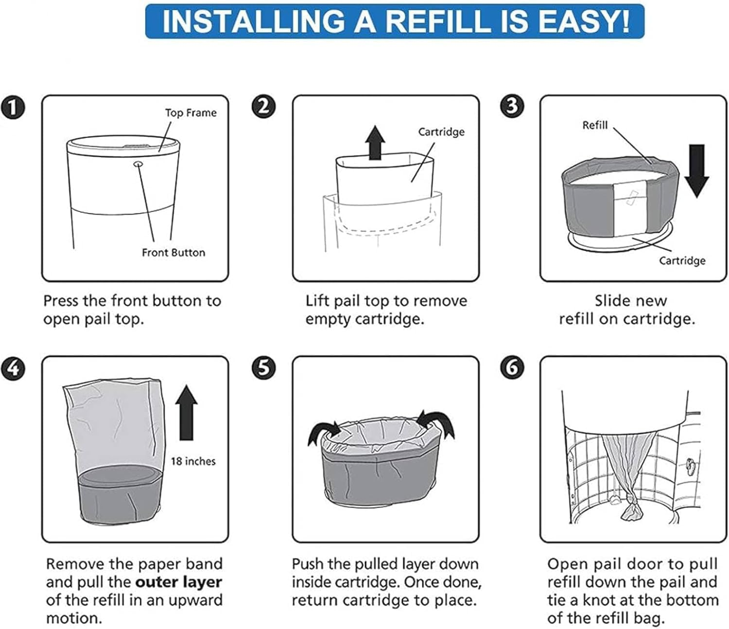 Adult Diaper Liner Refills, Compatible with Janibell Akord 280 Slim Model Pail, Odor-Seal Technology, Adult Diaper System, a Single Liner Pack Will Last Holds up to 550 Diapers/Briefs, 4-Pack image number 4