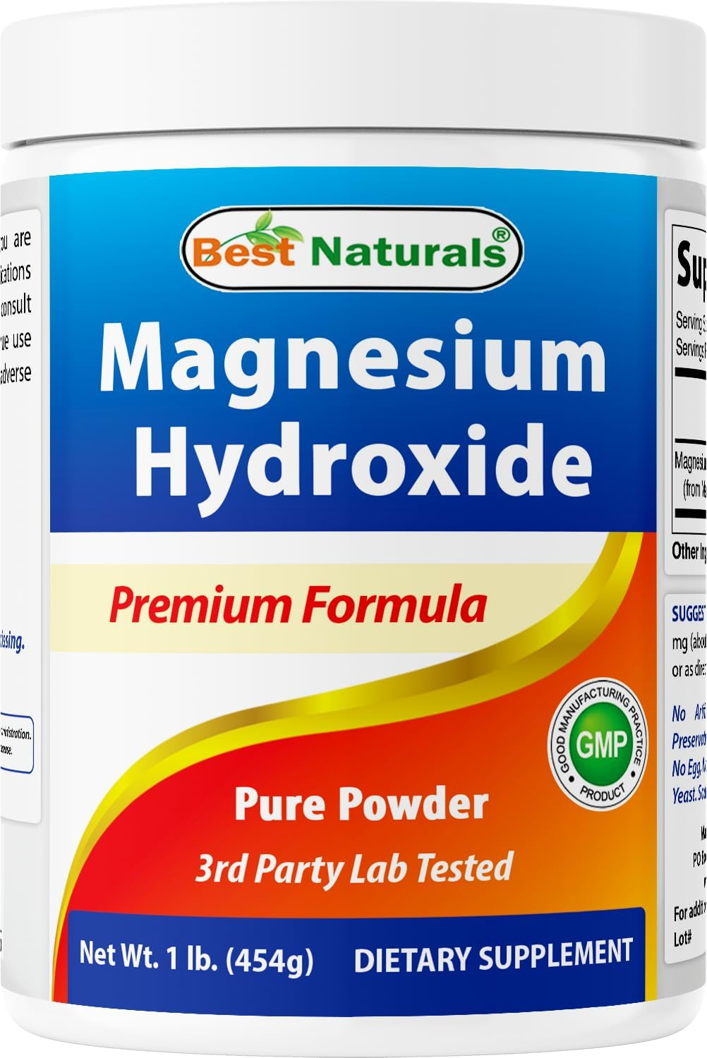 Best Naturals Magnesium Hydroxide Powder - 380Mg of Elemental Magnesium per Serving - 454 Servings per Cotainer - 1 Pound image number 1