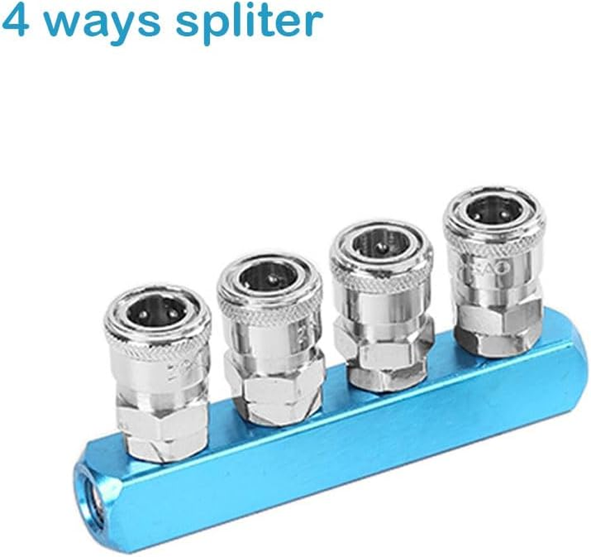 3Pcs Aluminum Air Compressor Splitter, 2/3/4 Way Quick Connect Manifold Fitting Air Hose Fitting image number 6