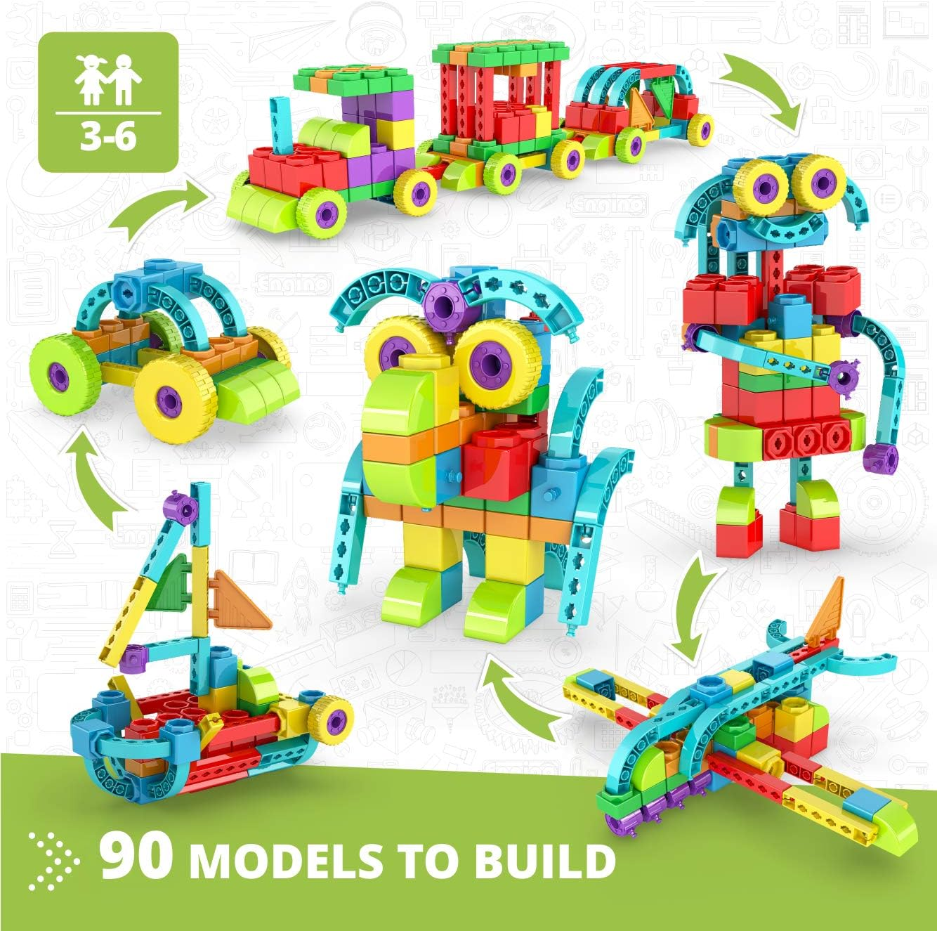 Engino - Classroom & Makerspace Solutions | STEM Qboidz Set - STEM Learning Activities - Stackable Blocks (90 Model Options) | Perfect for Home Learning, Multi image number 3
