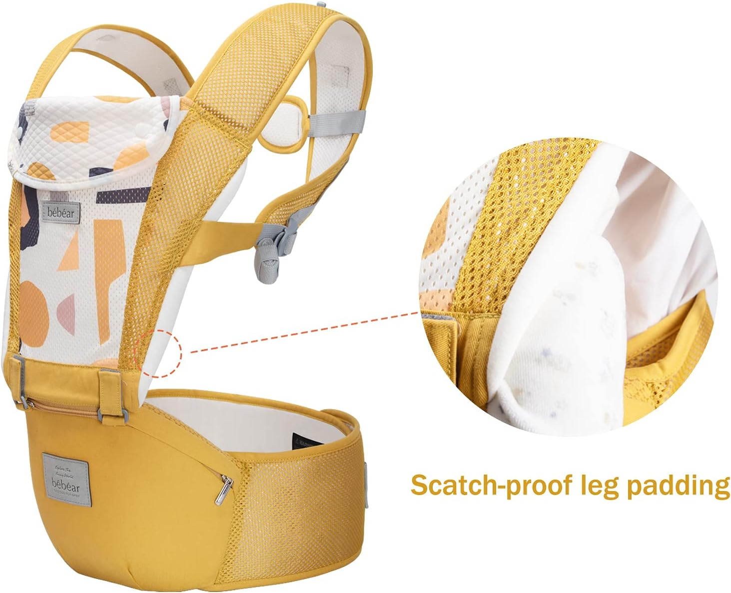 Bebamour Mesh Newborn Baby Carrier Front and Back Carry Baby Newborns to Toddler Baby Hip Carrier (Yellow) image number 6
