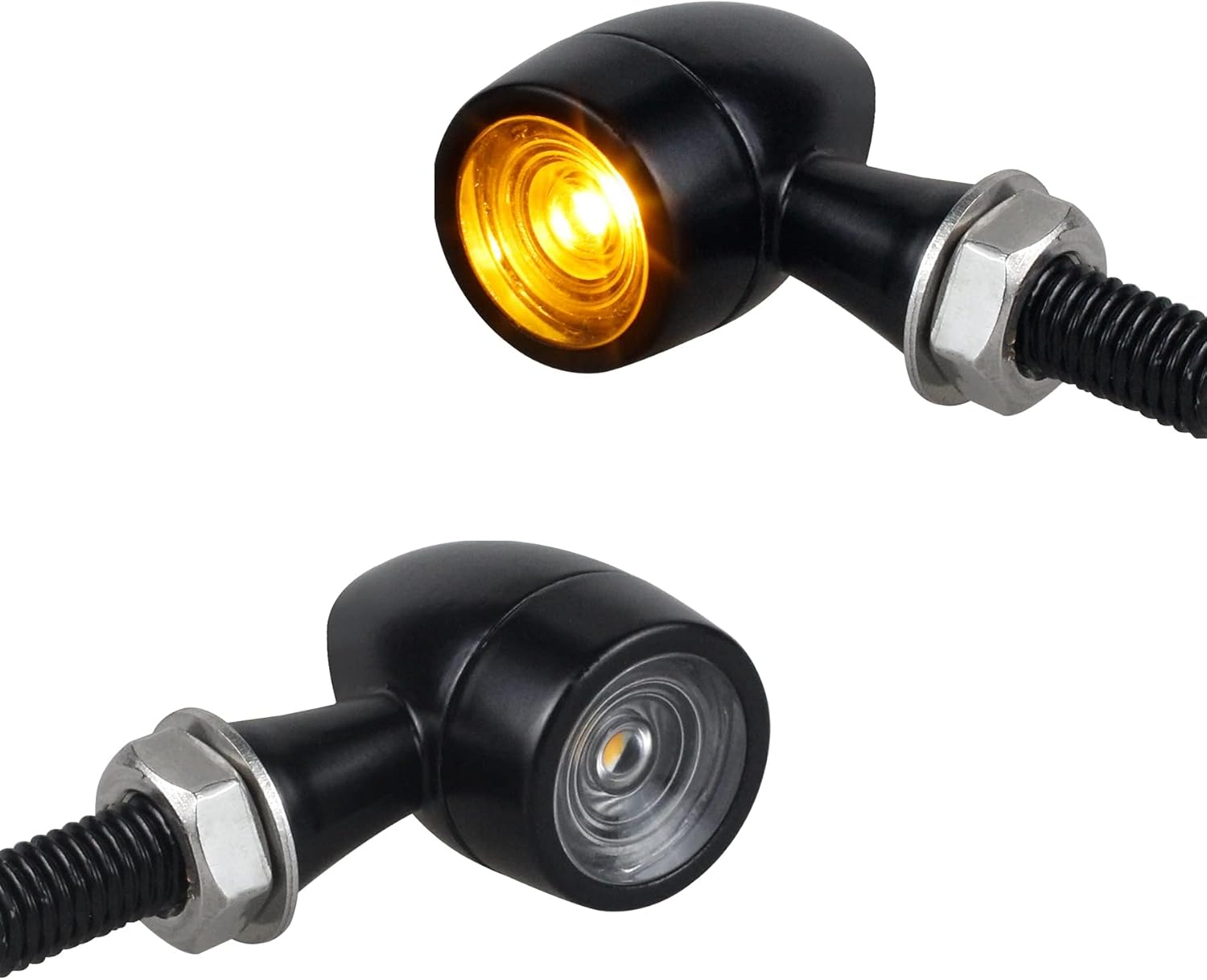 QUASCO Led Motorcycle Turn Signal Lights Universal Mini Blinkers Front Indicator Compatible with Harley Honda Kawasaki Suzuki Triumph Yamaha, Chrome