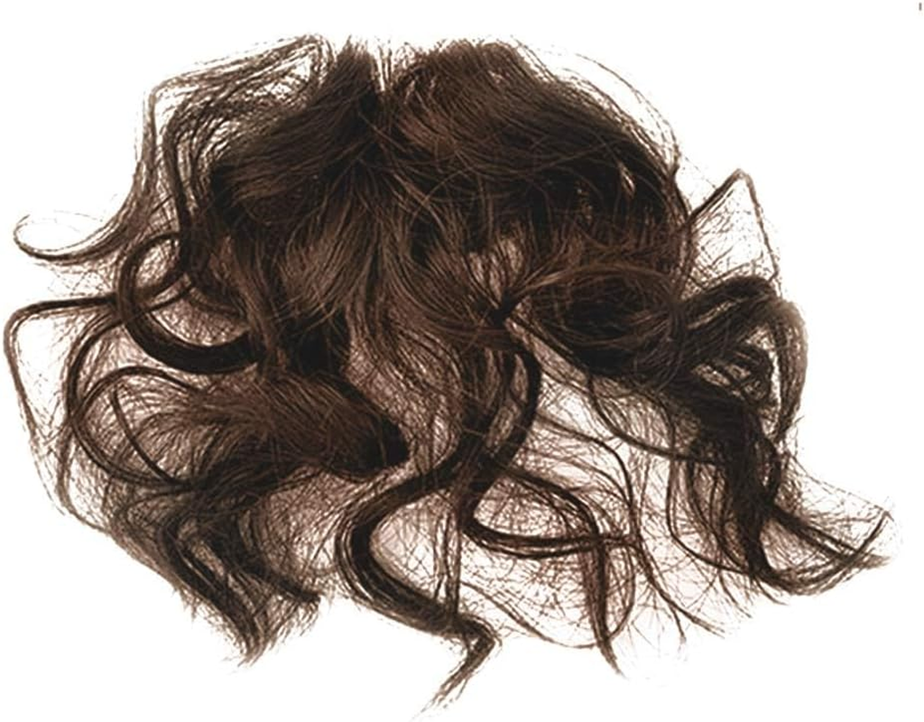 Dark Brown Clip in Hairpiece with Bangs Natural Fluffy Curly Heat Resistant Highlight Wig Headwear for Girls Women Anime Party Cosplay Wedding Dating image number 3