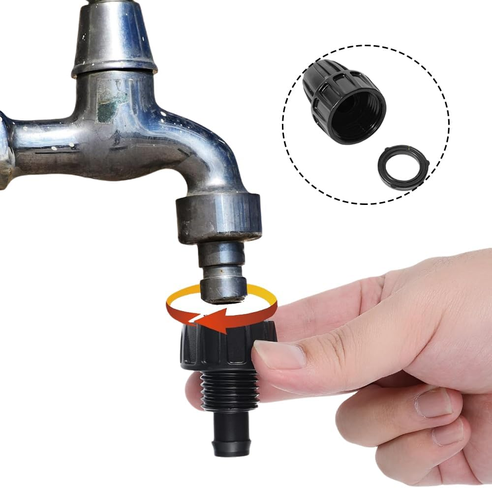 6-Pack Drip Irrigation Kit- 3/4" to 1/2" Adapters, Thread Drip Irrigation Tubing Adapter, Faucet Connector, Auto Watering